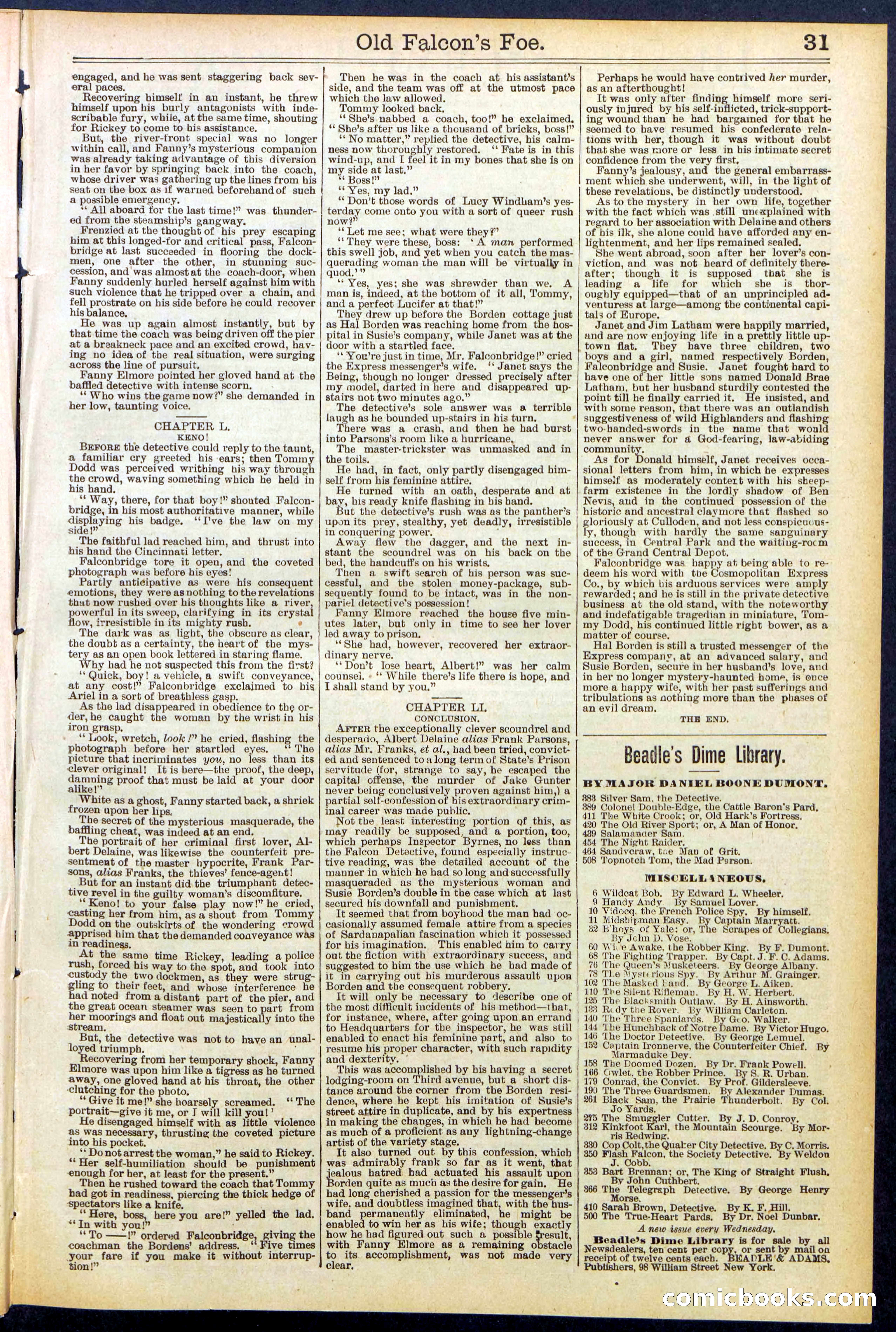 Beadle's New York Dime Library No. 536 — page 31 of 32