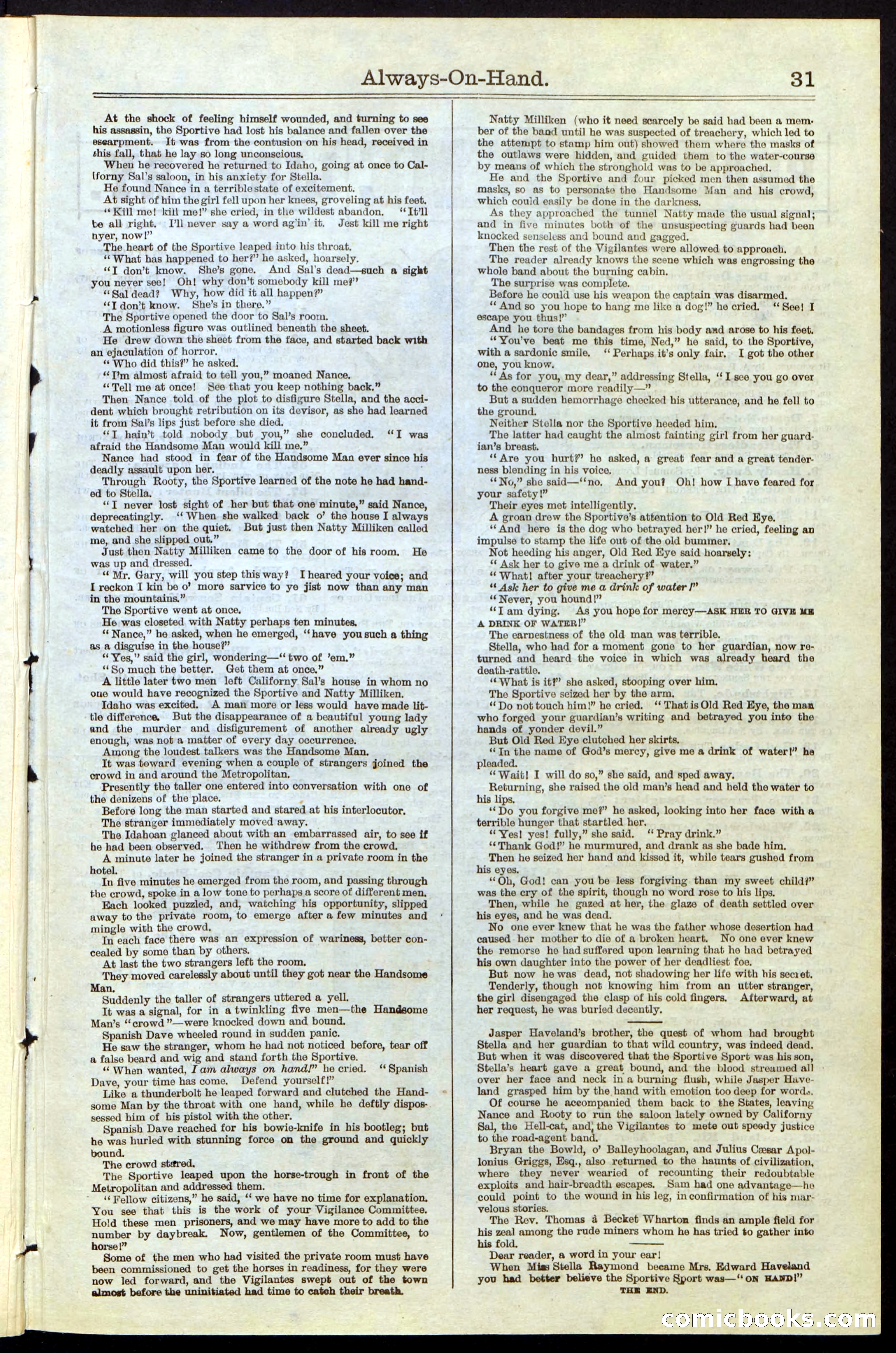 Beadle's New York Dime Library, No. 54 — page 31 of 32