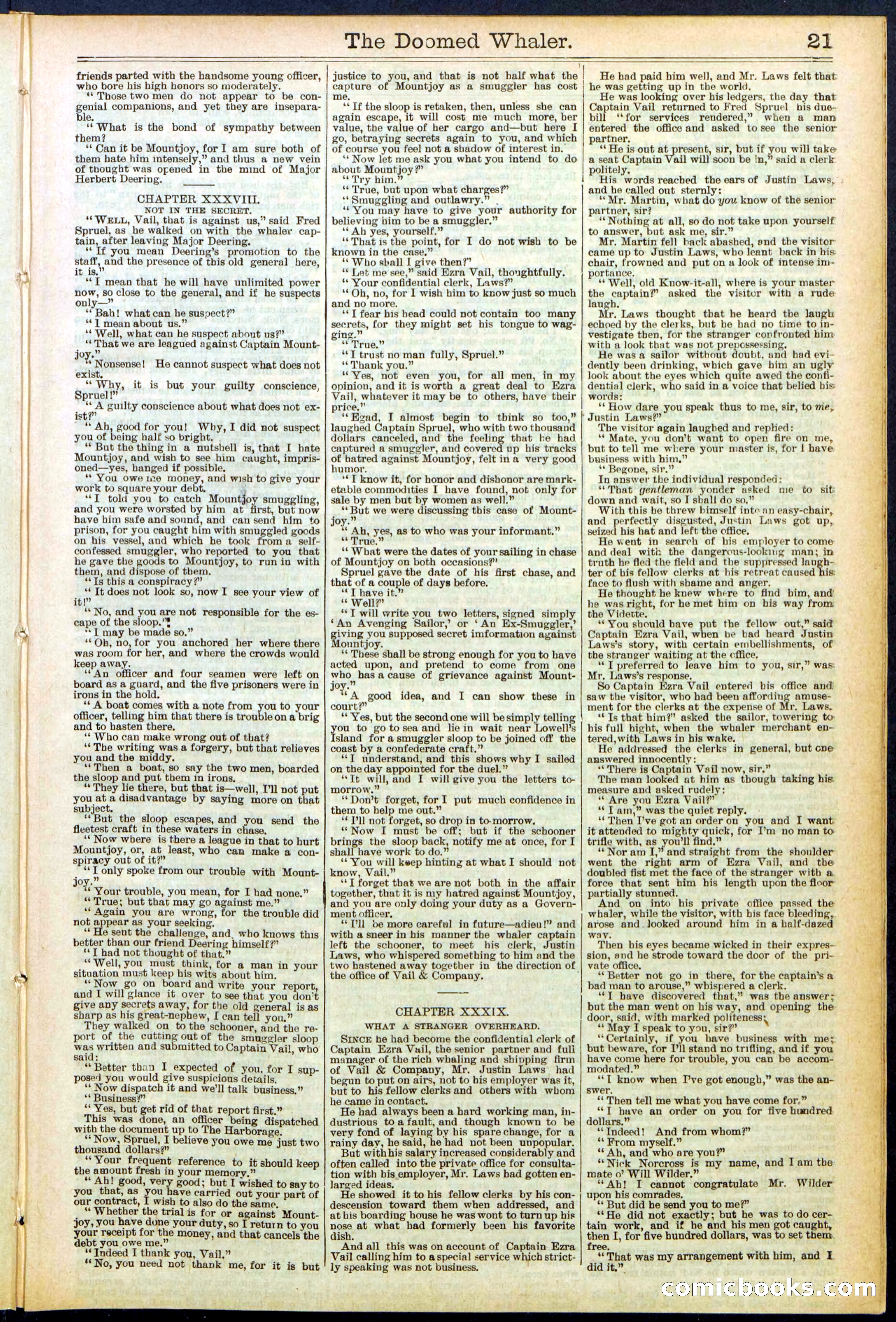 Beadle's Dime Library No. 546: The Doomed Whaler — page 21 of 32