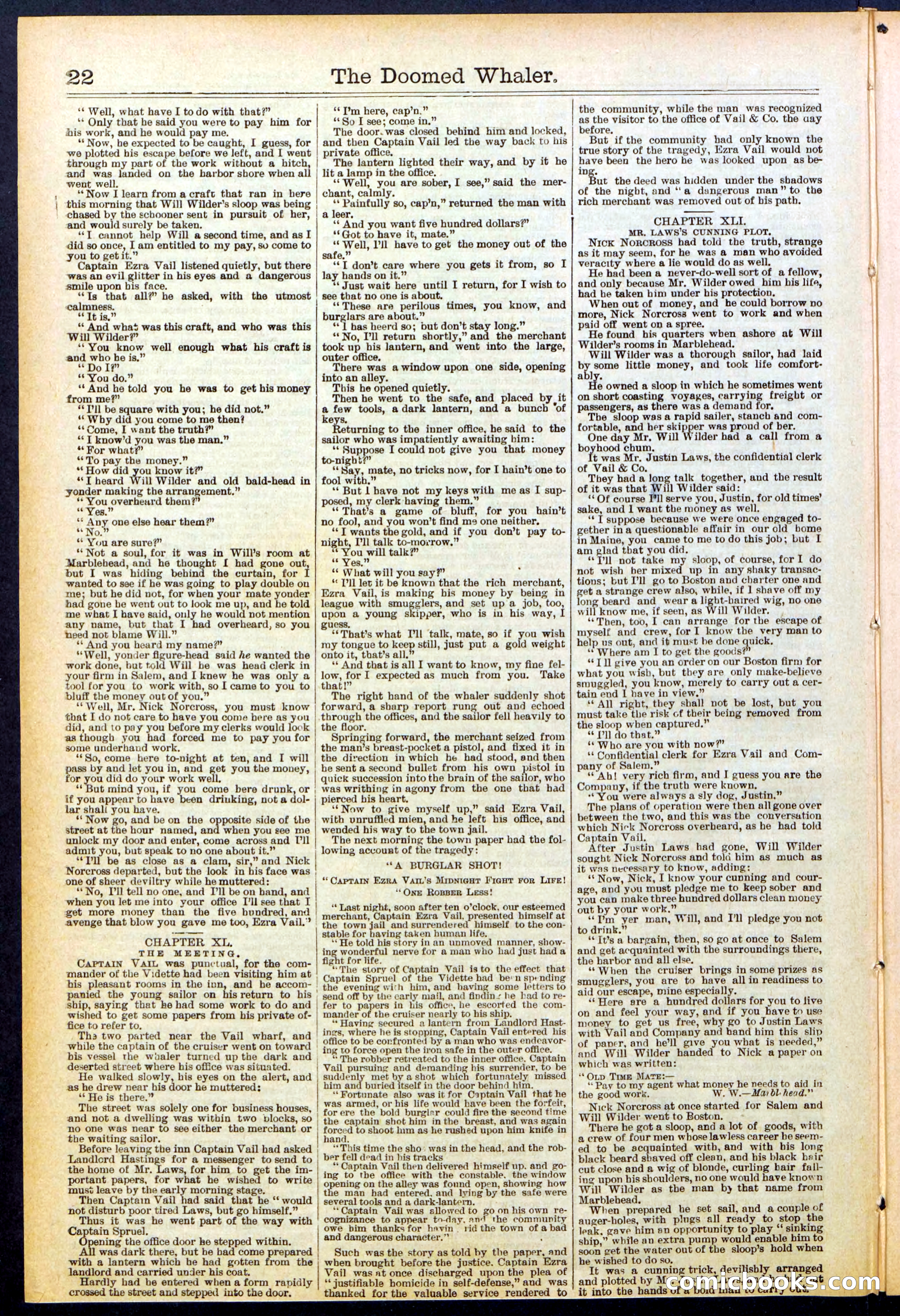 Beadle's Dime Library No. 546: The Doomed Whaler — page 22 of 32