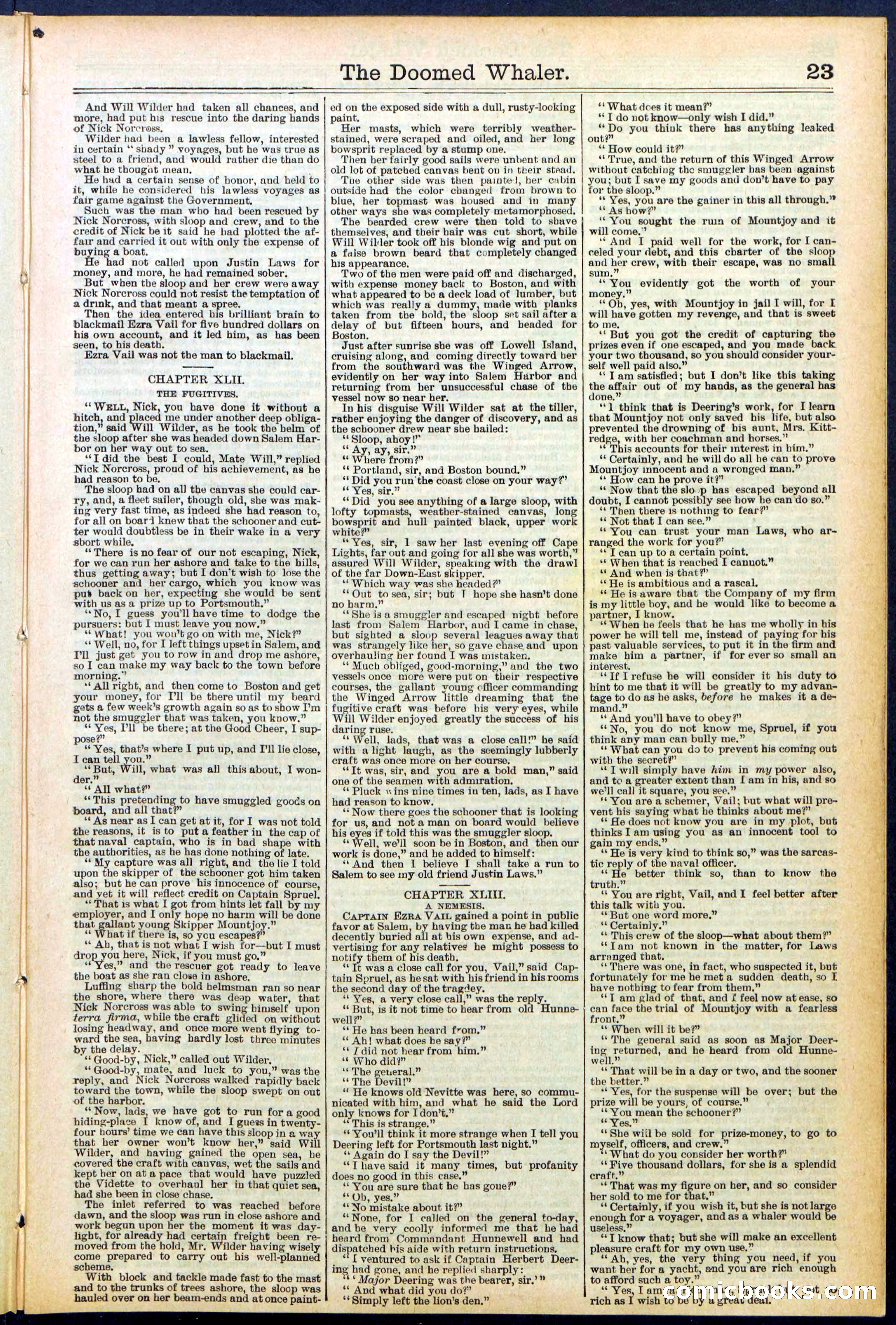 Beadle's Dime Library No. 546: The Doomed Whaler — page 23 of 32