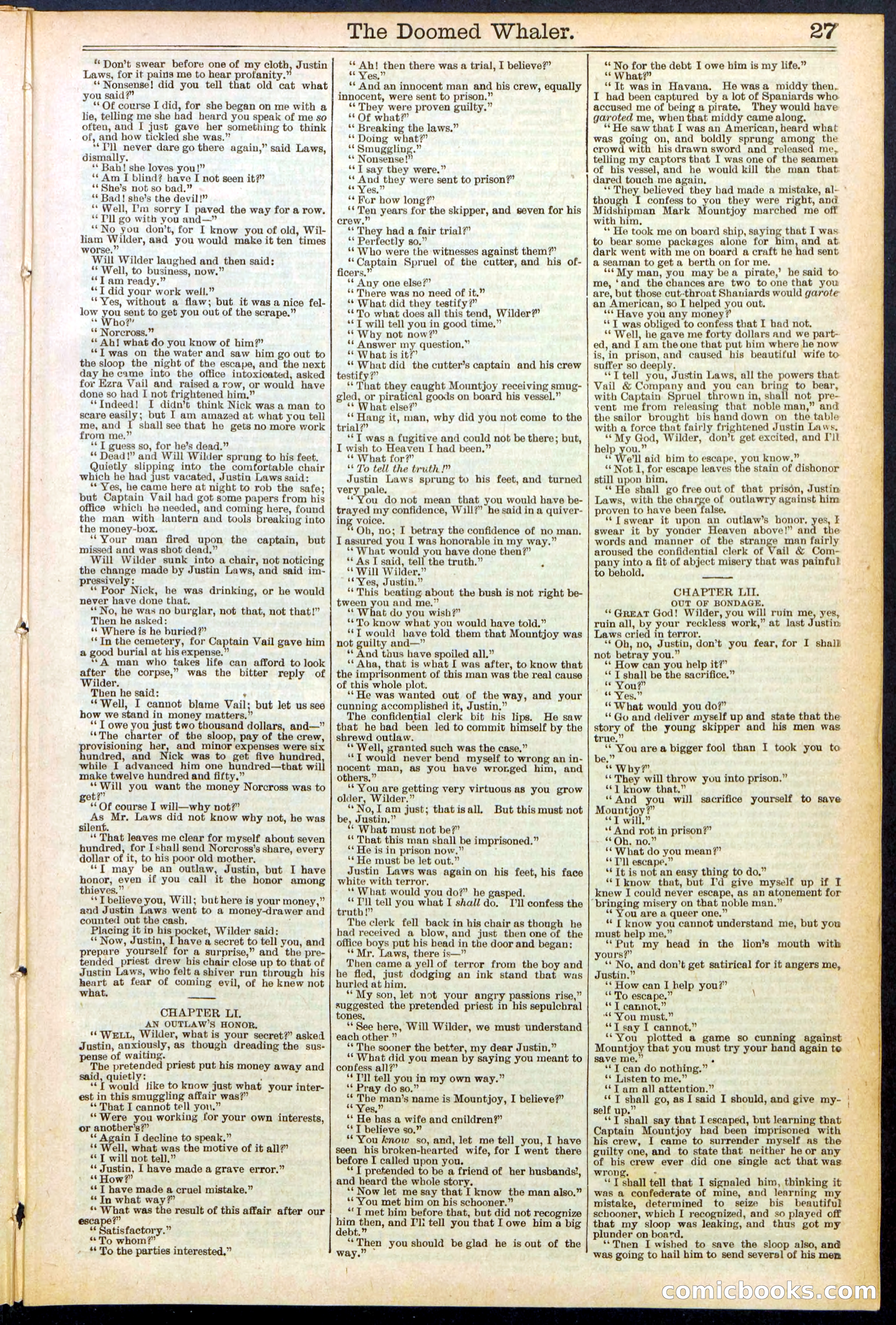 Beadle's Dime Library No. 546: The Doomed Whaler — page 27 of 32