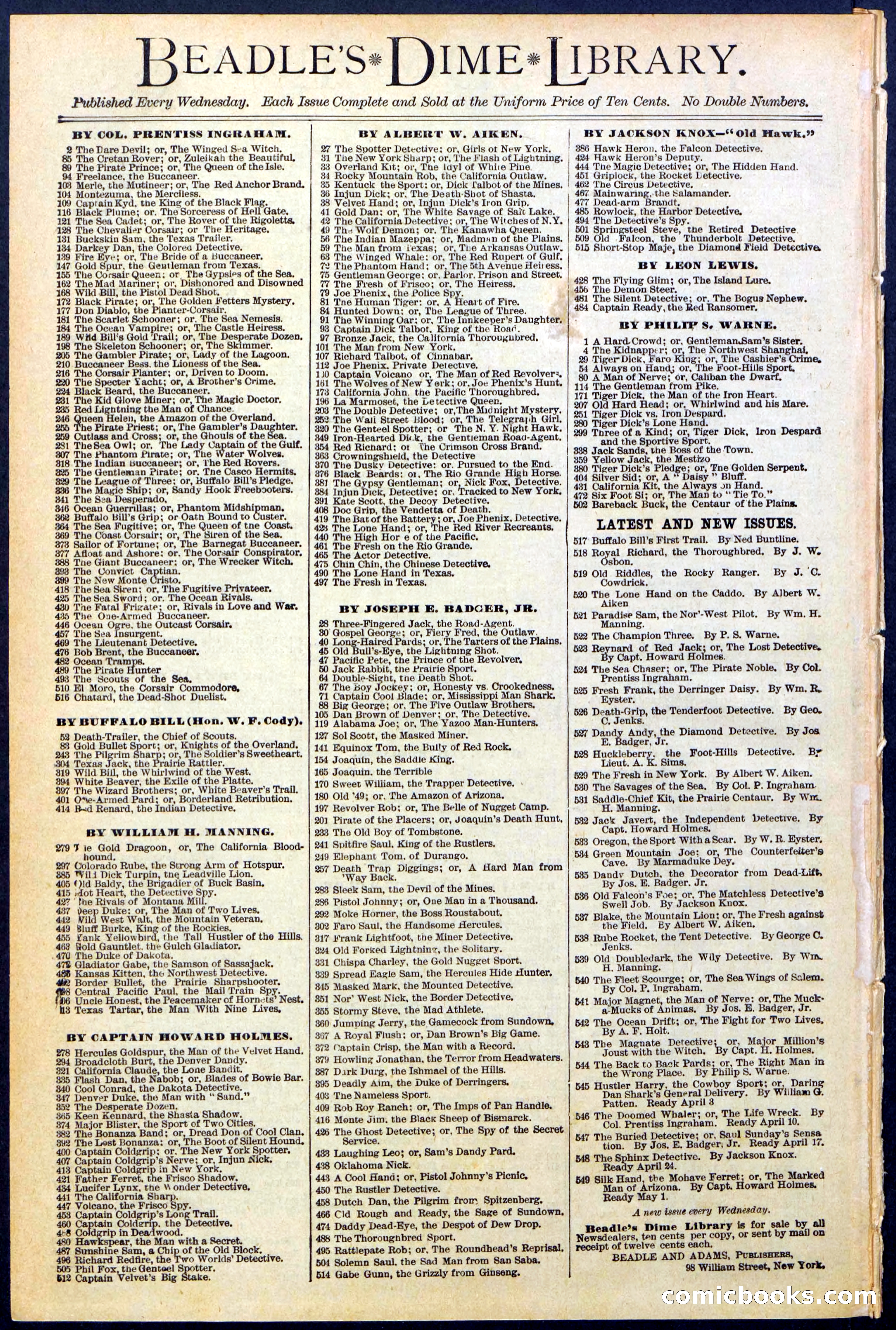 Beadle's Dime Library No. 546: The Doomed Whaler — page 32 of 32