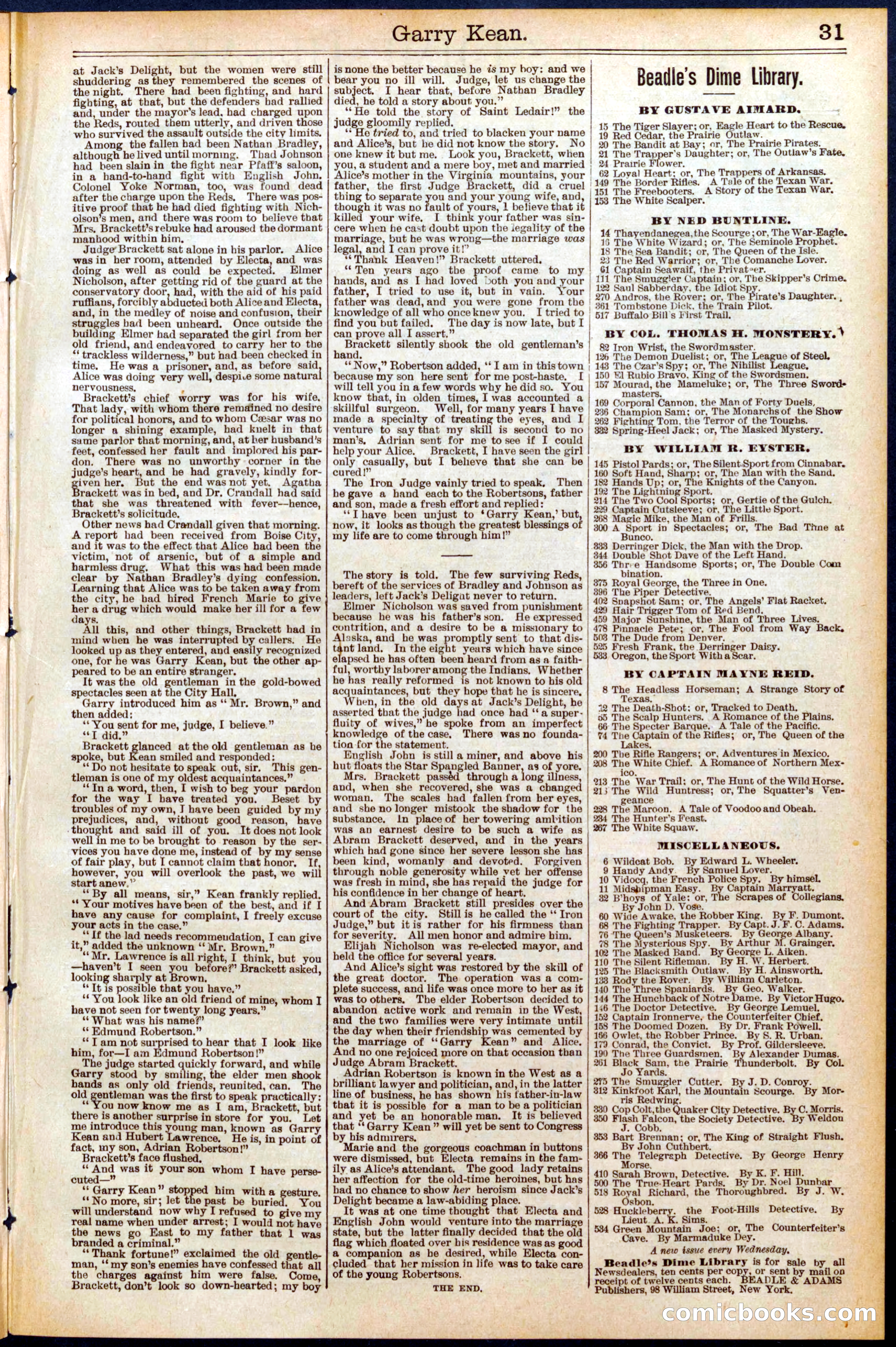 Beadle's New York Dime Library No. 551 — page 31 of 32