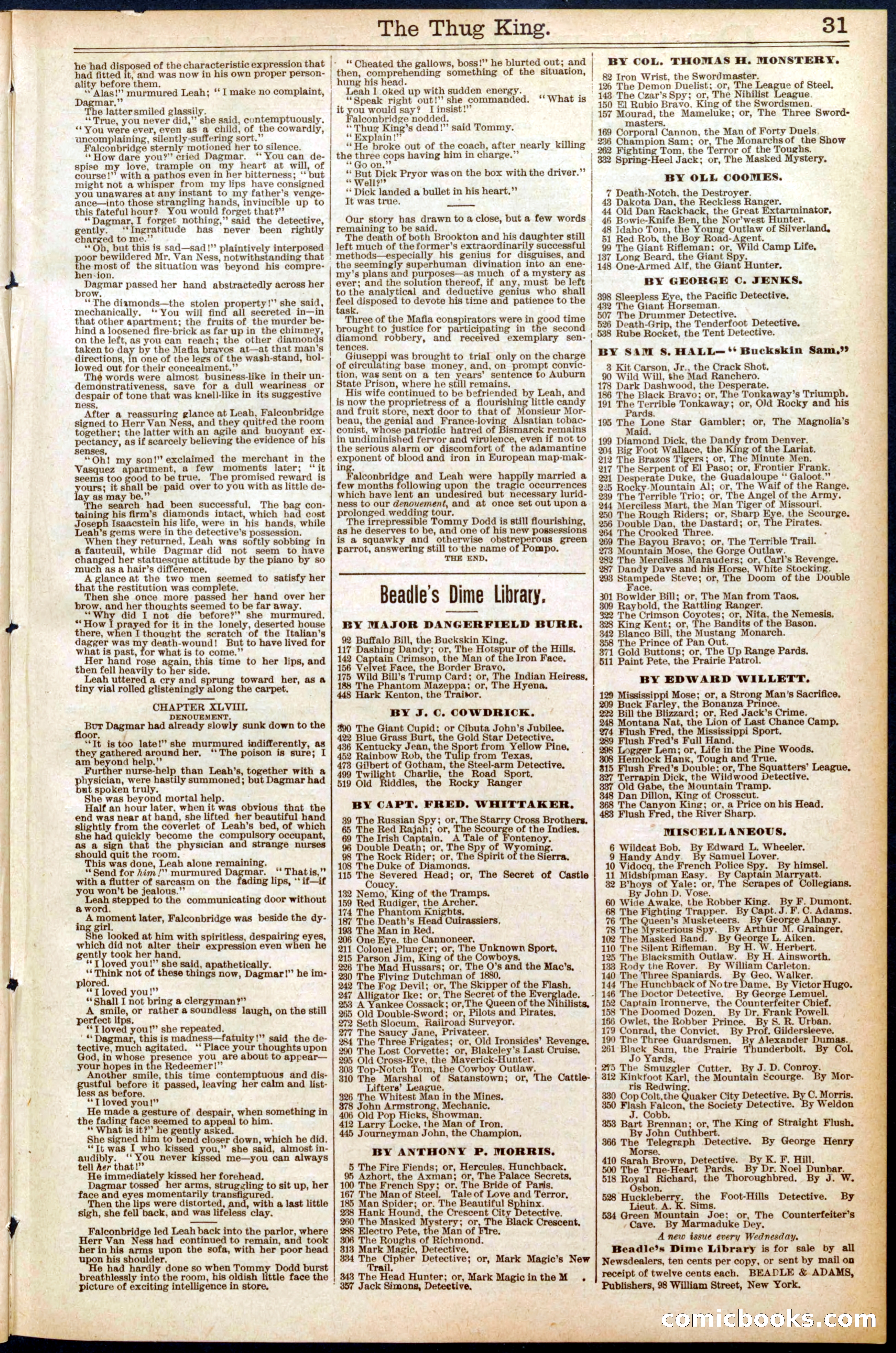 Beadle's Dime Library No. 561 — page 31 of 32