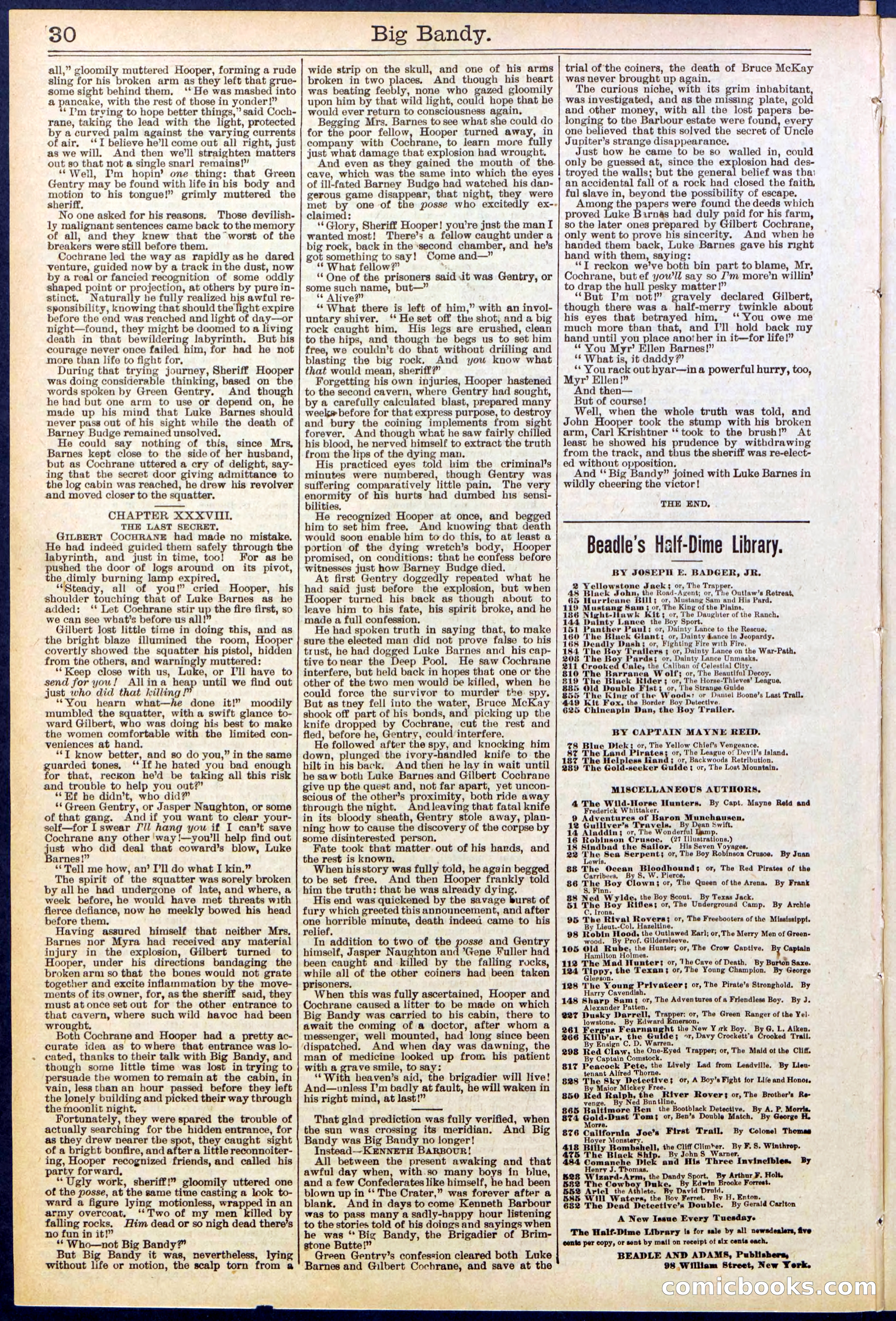 Beadle's Dime Library No. 597 — page 30 of 32
