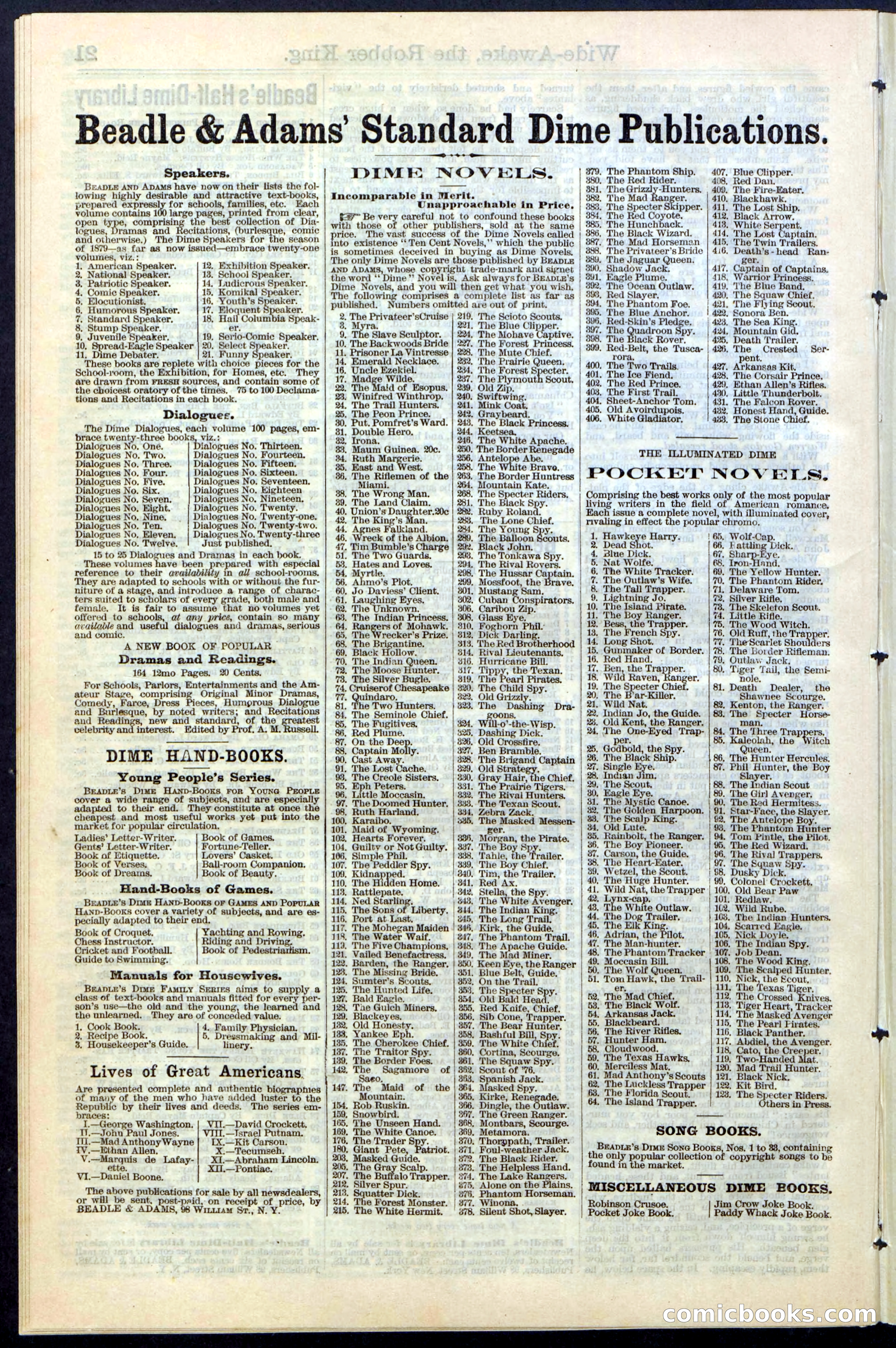 Beadle's New York Dime Library, No. 60 — page 22 of 24