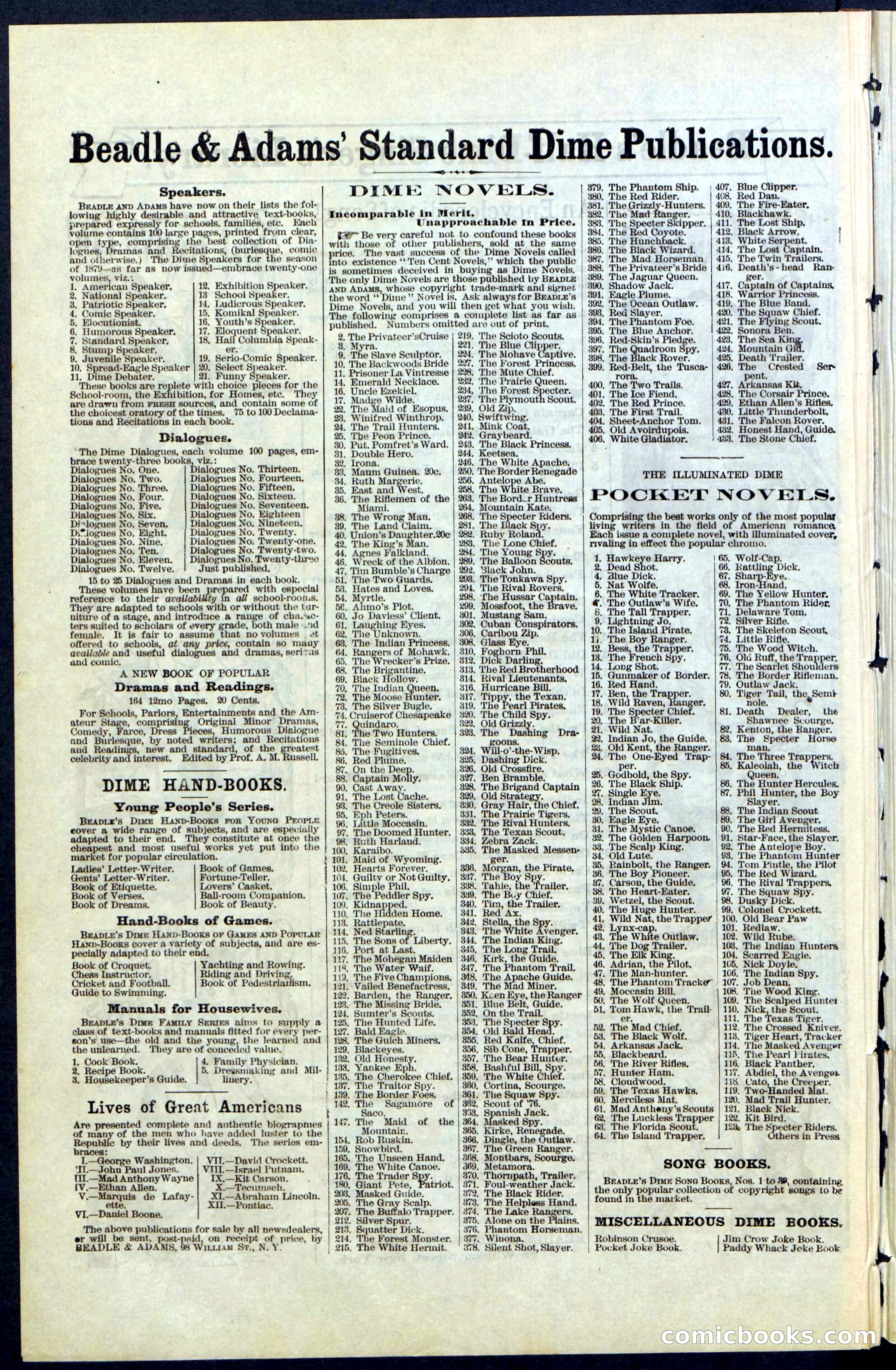 Beadle's New York Dime Library, No. 63 — page 46 of 48