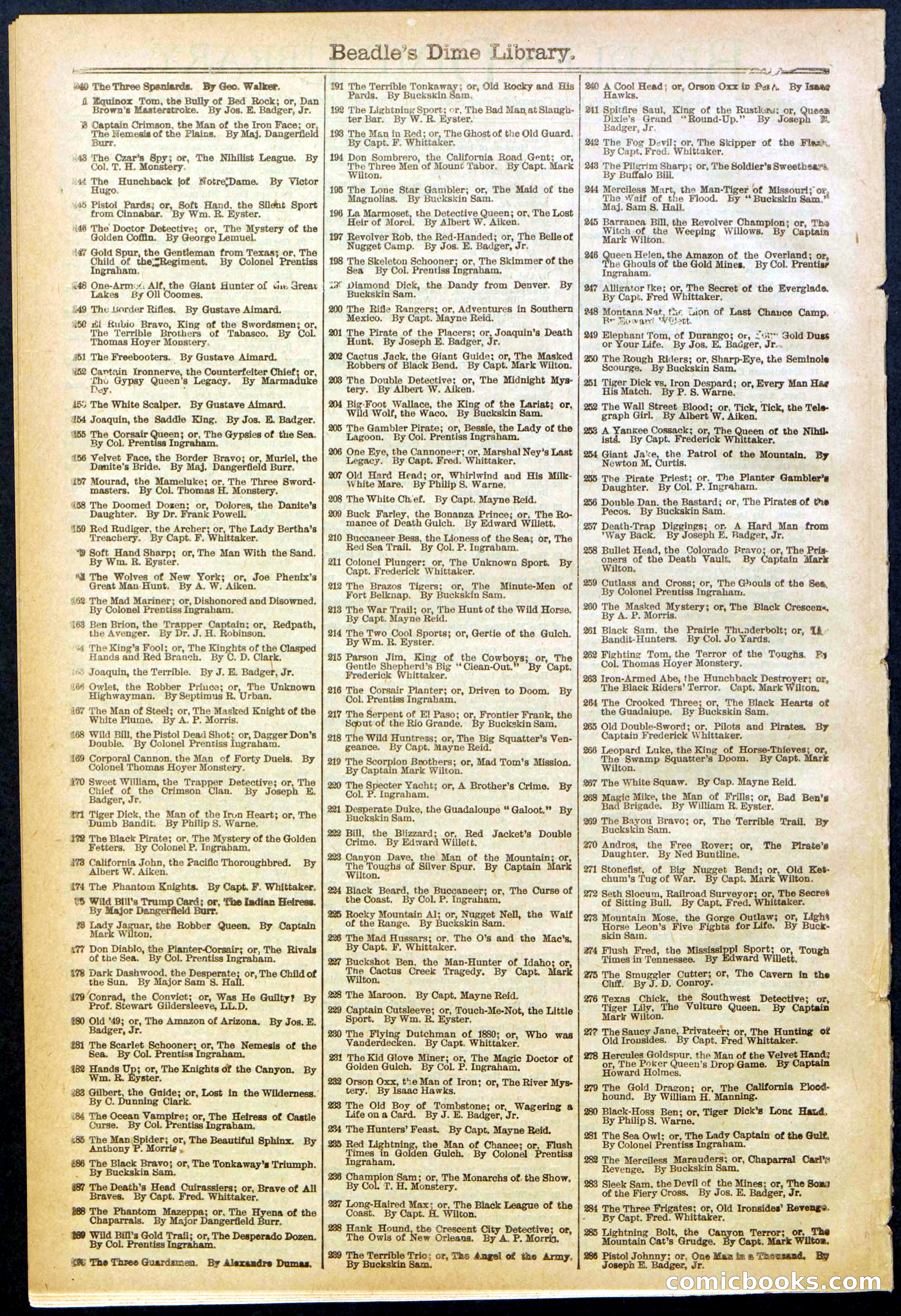 Beadle's New York Dime Library, No. 634 — page 30 of 30