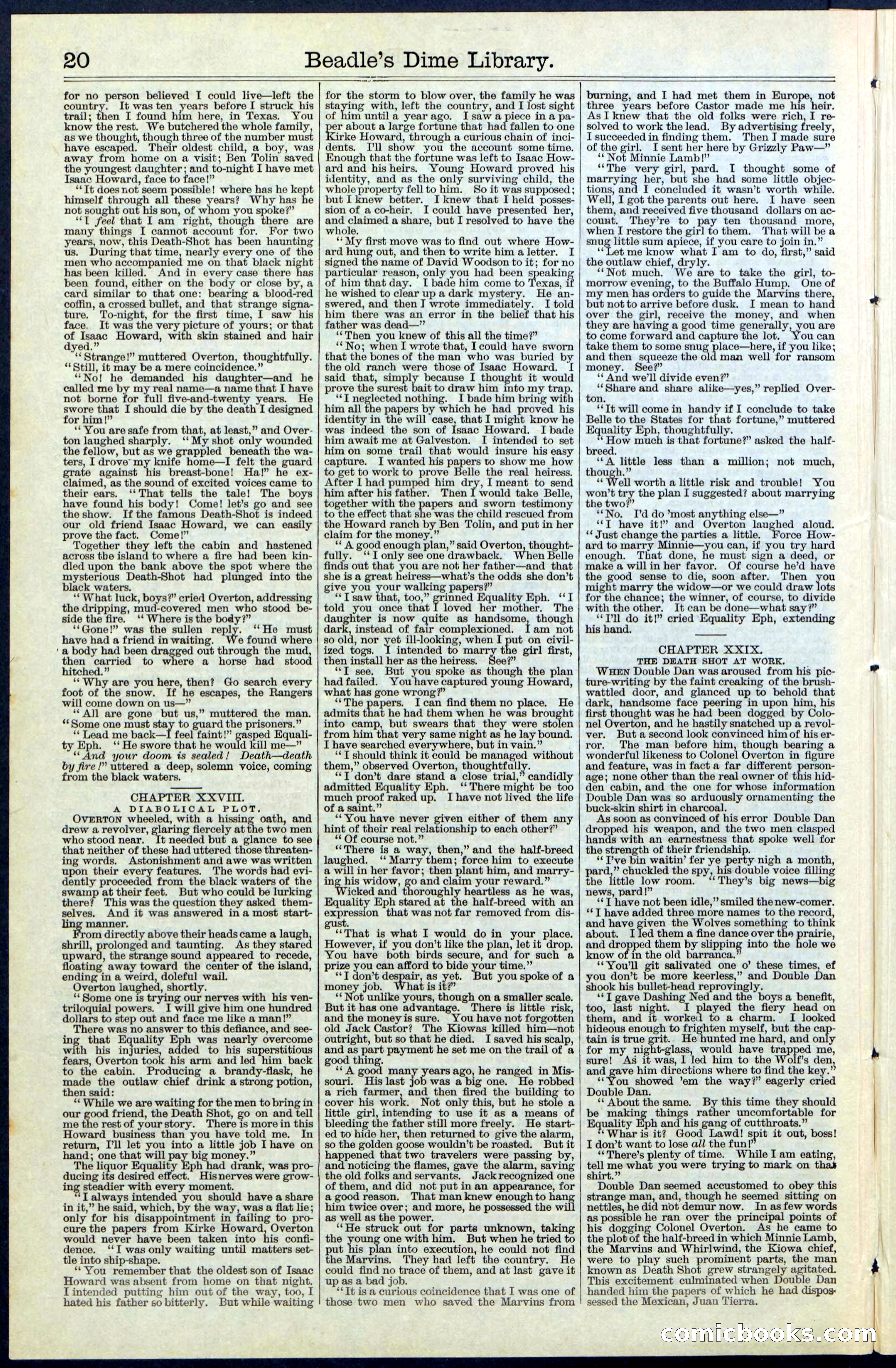Beadle's New York Dime Library, No. 64 — page 20 of 24
