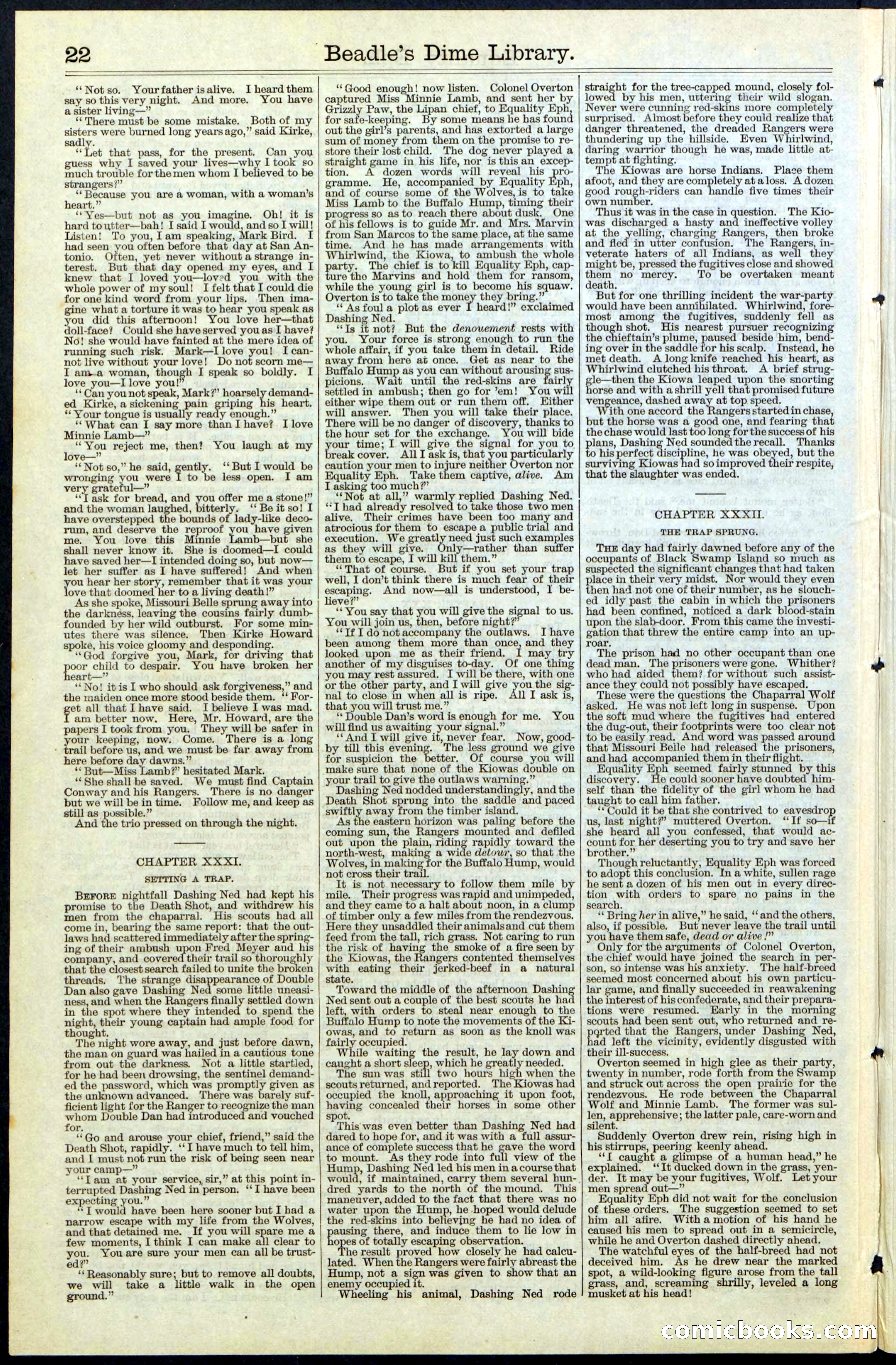 Beadle's New York Dime Library, No. 64 — page 22 of 24