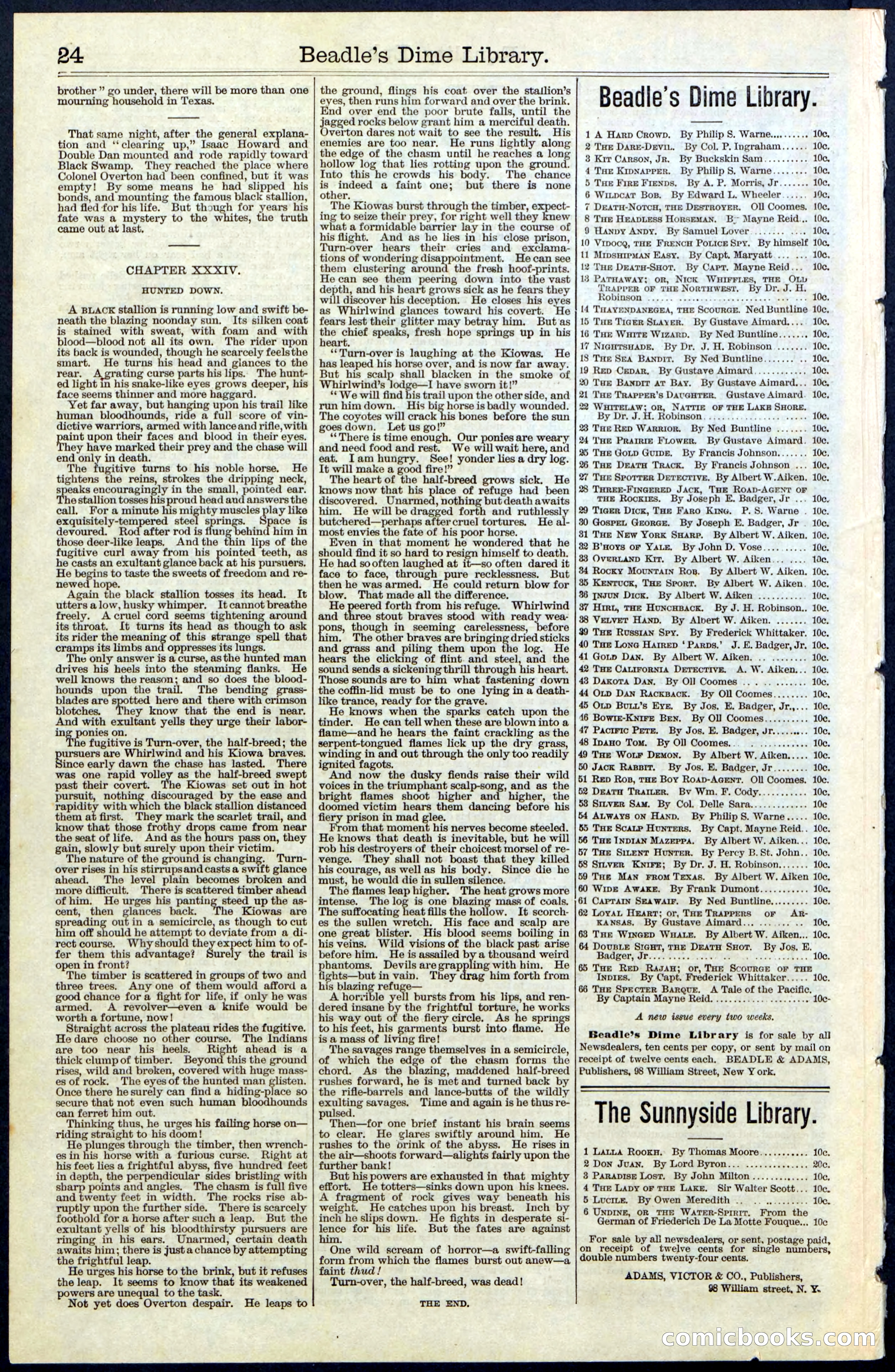 Beadle's New York Dime Library, No. 64 — page 24 of 24