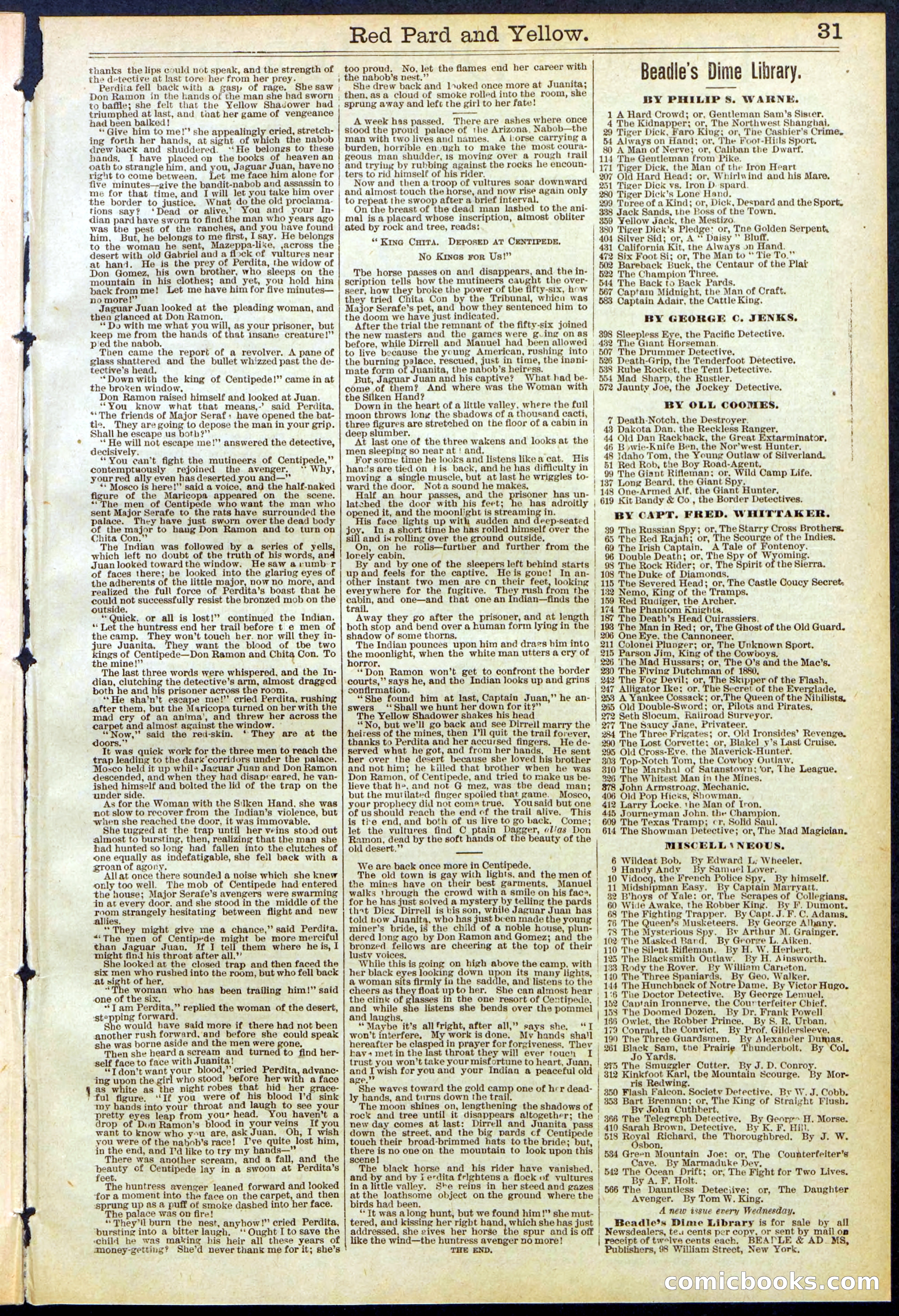 Beadle's Dime Library No. 642 — page 31 of 32