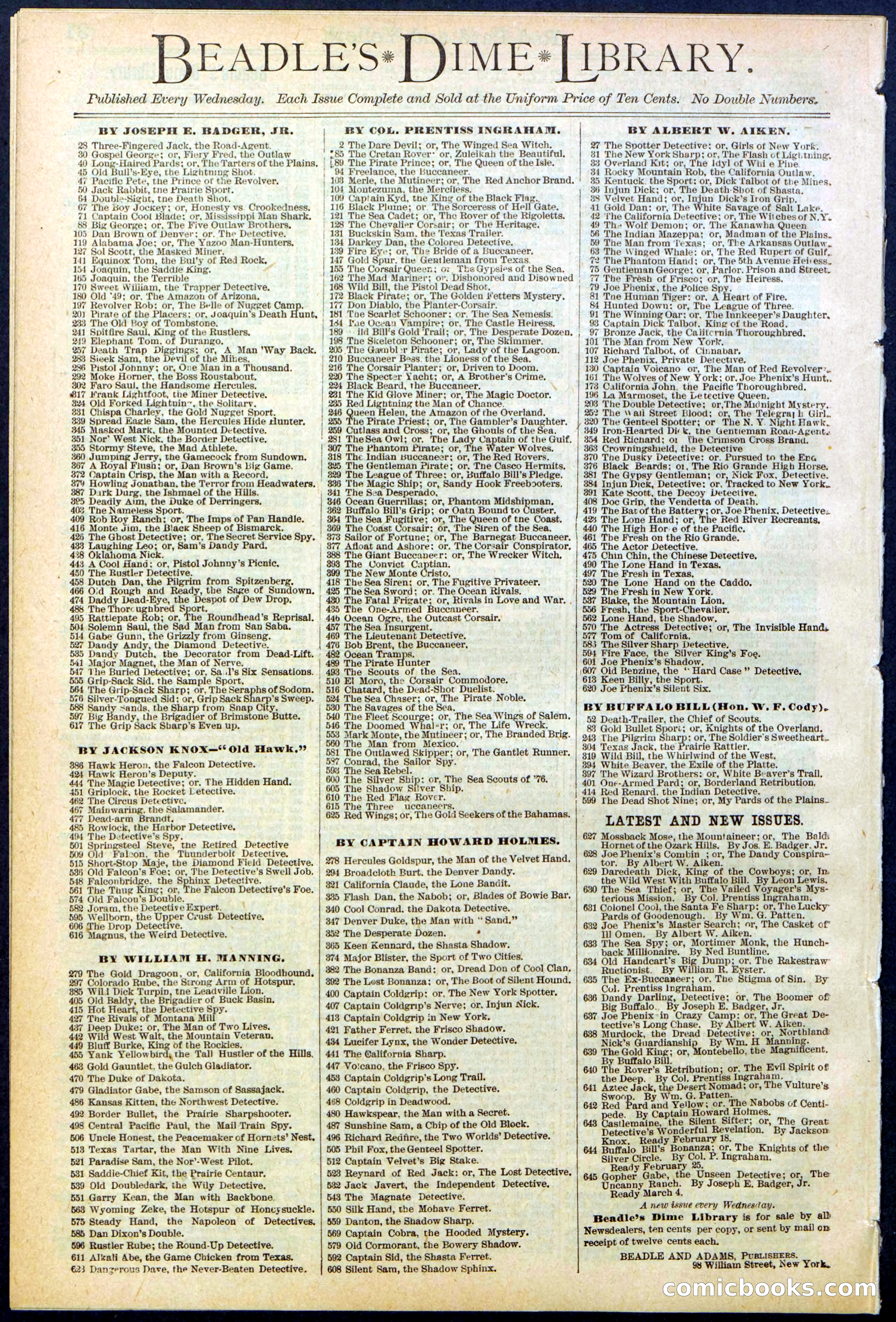 Beadle's Dime Library No. 642 — page 32 of 32