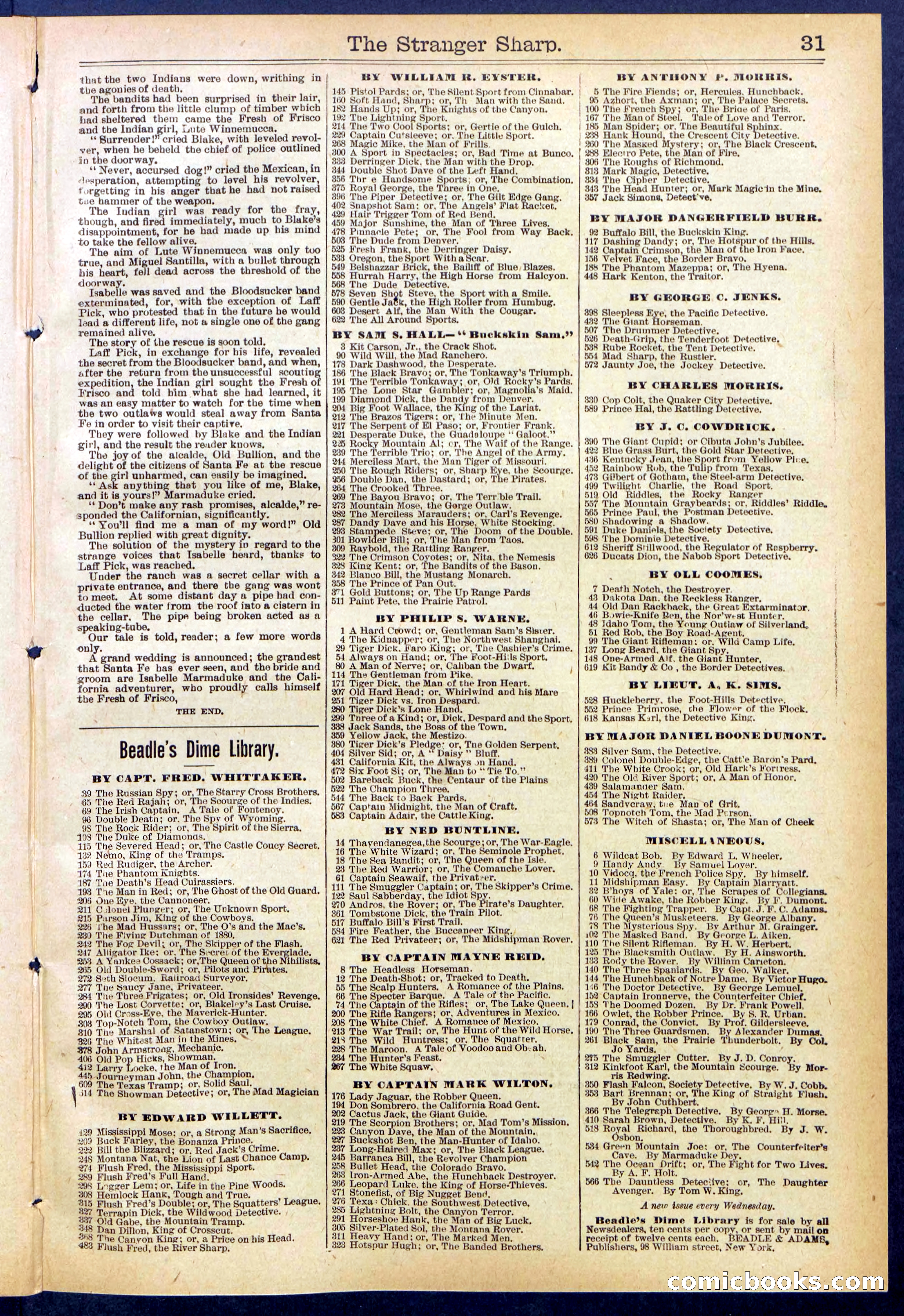 Beadle's Dime Library, No. 647 — page 31 of 32