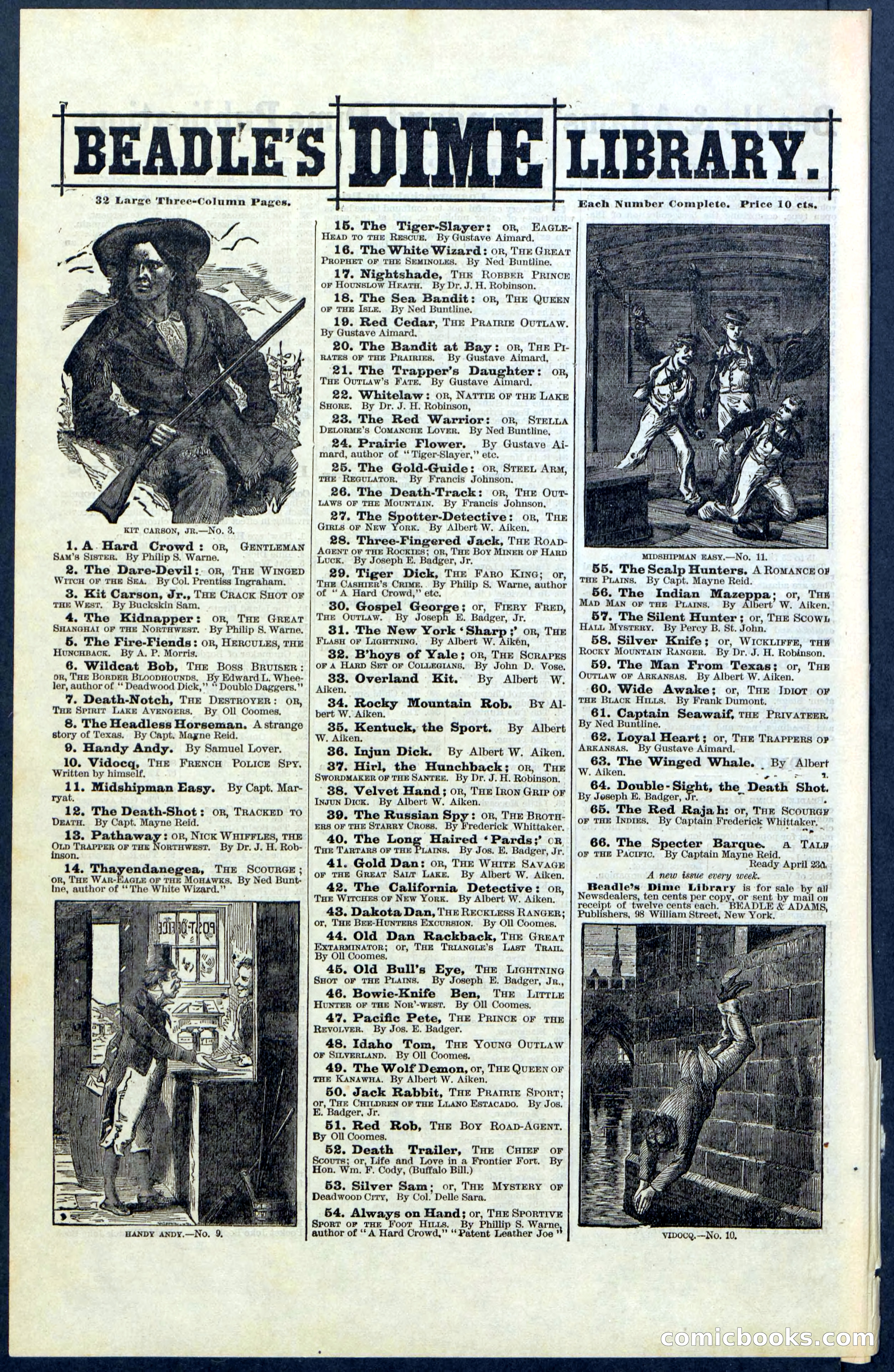Beadle's New York Dime Library, No. 66 — page 40 of 40