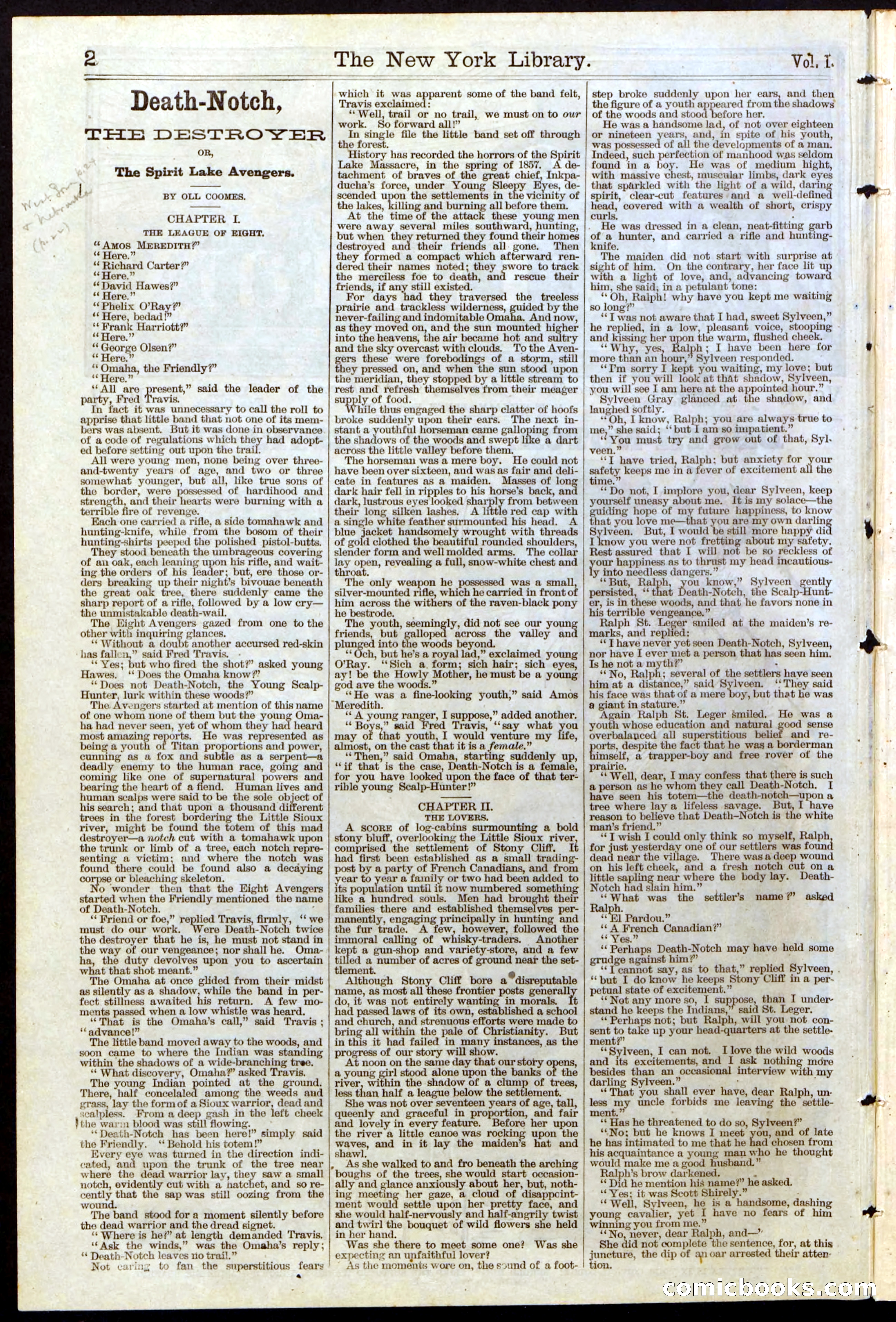 Beadle's New York Dime Library No. 7 — page 2 of 28