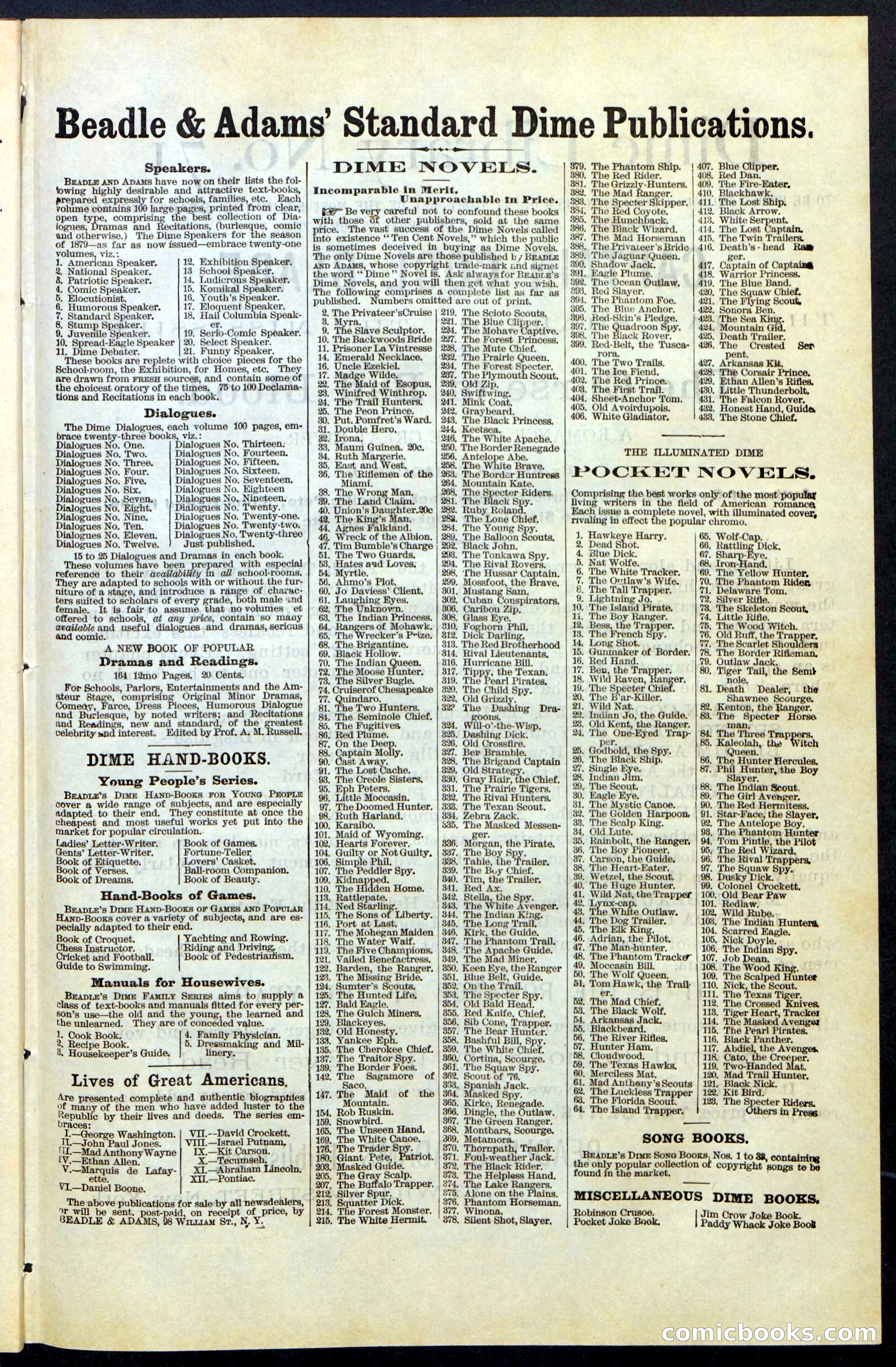 Beadle's New York Dime Library, No. 70 — page 31 of 32