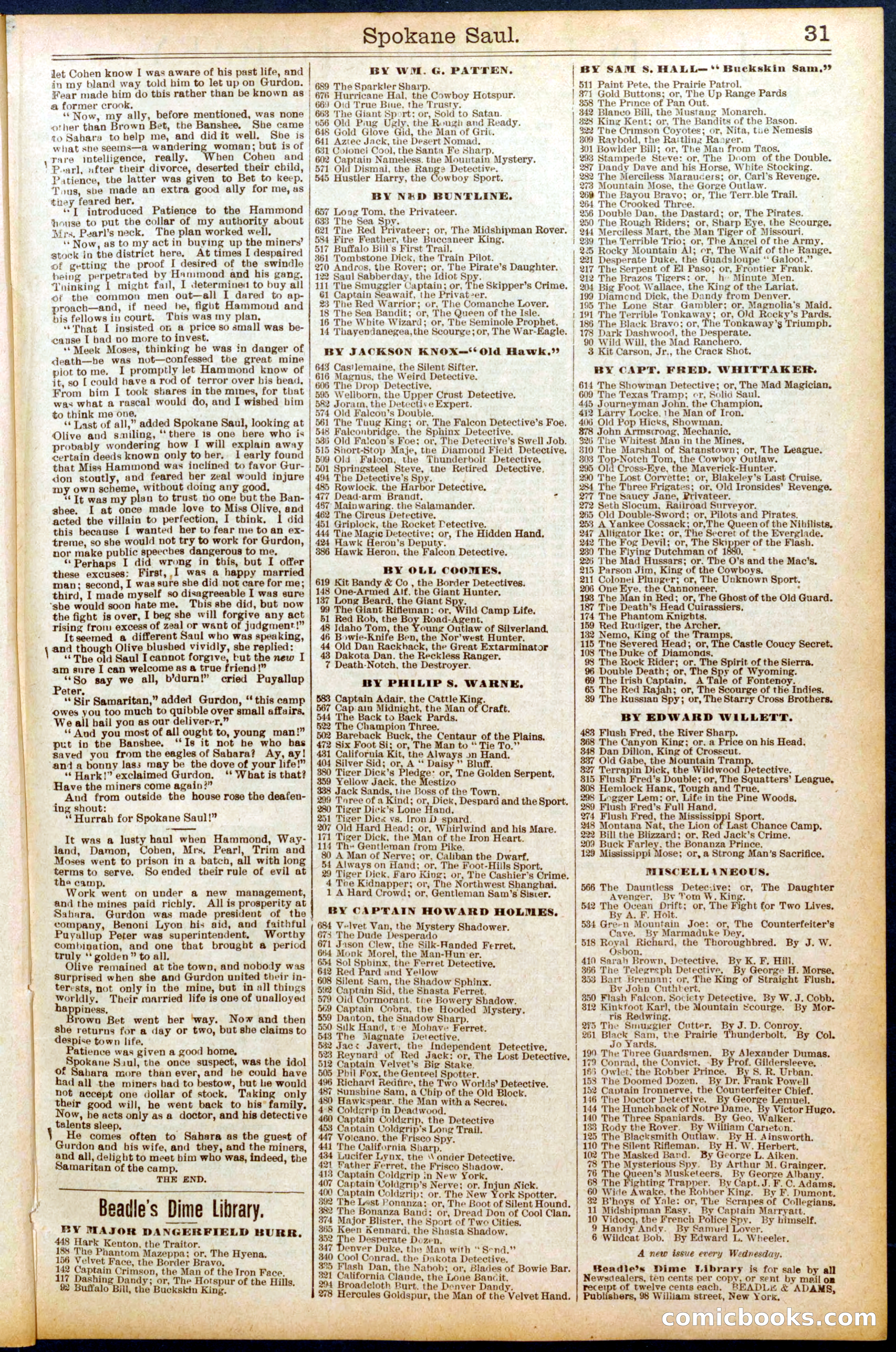 Beadle's New York Dime Library No. 703 — page 31 of 32
