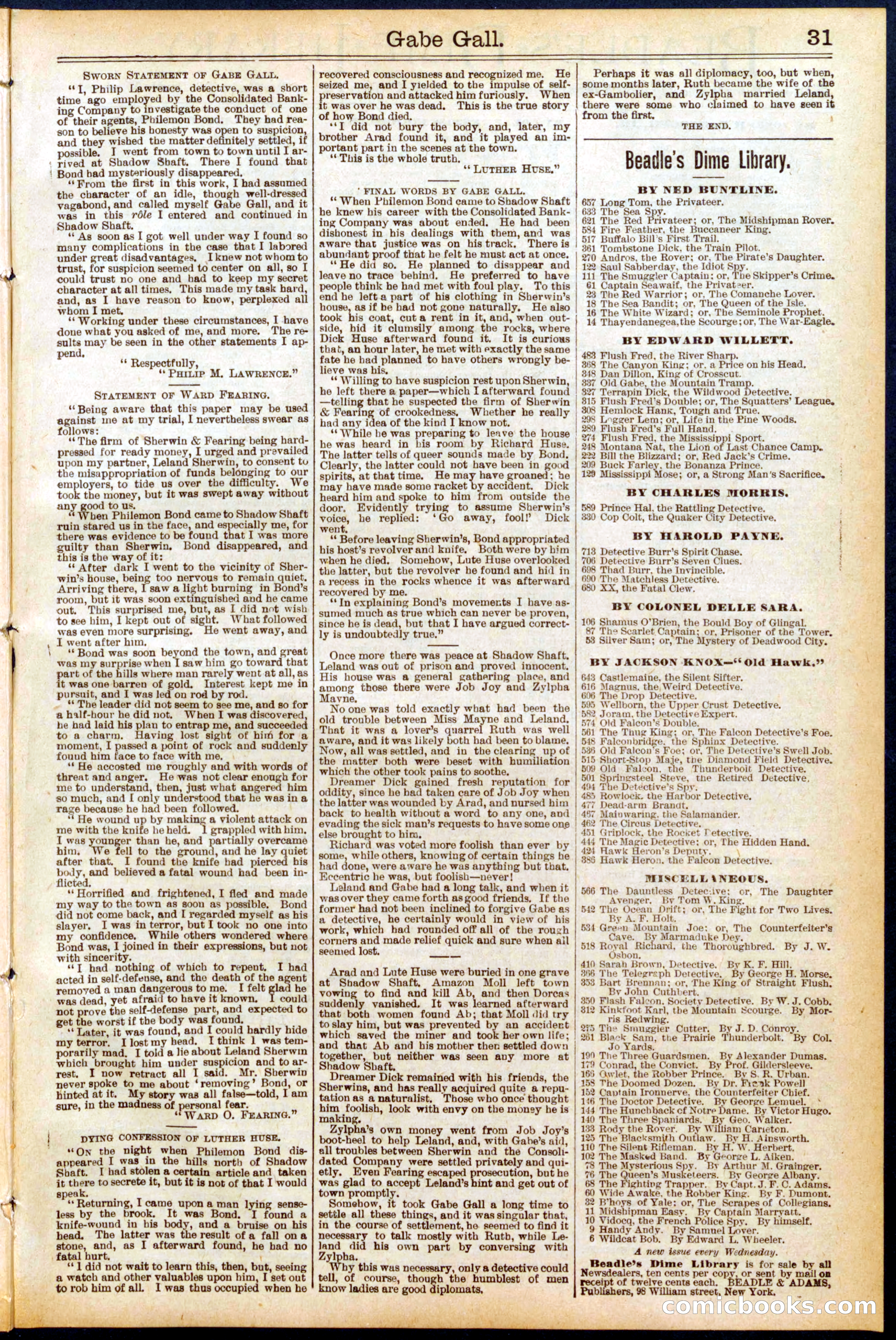 Beadle's Dime Library No. 714 — page 31 of 32