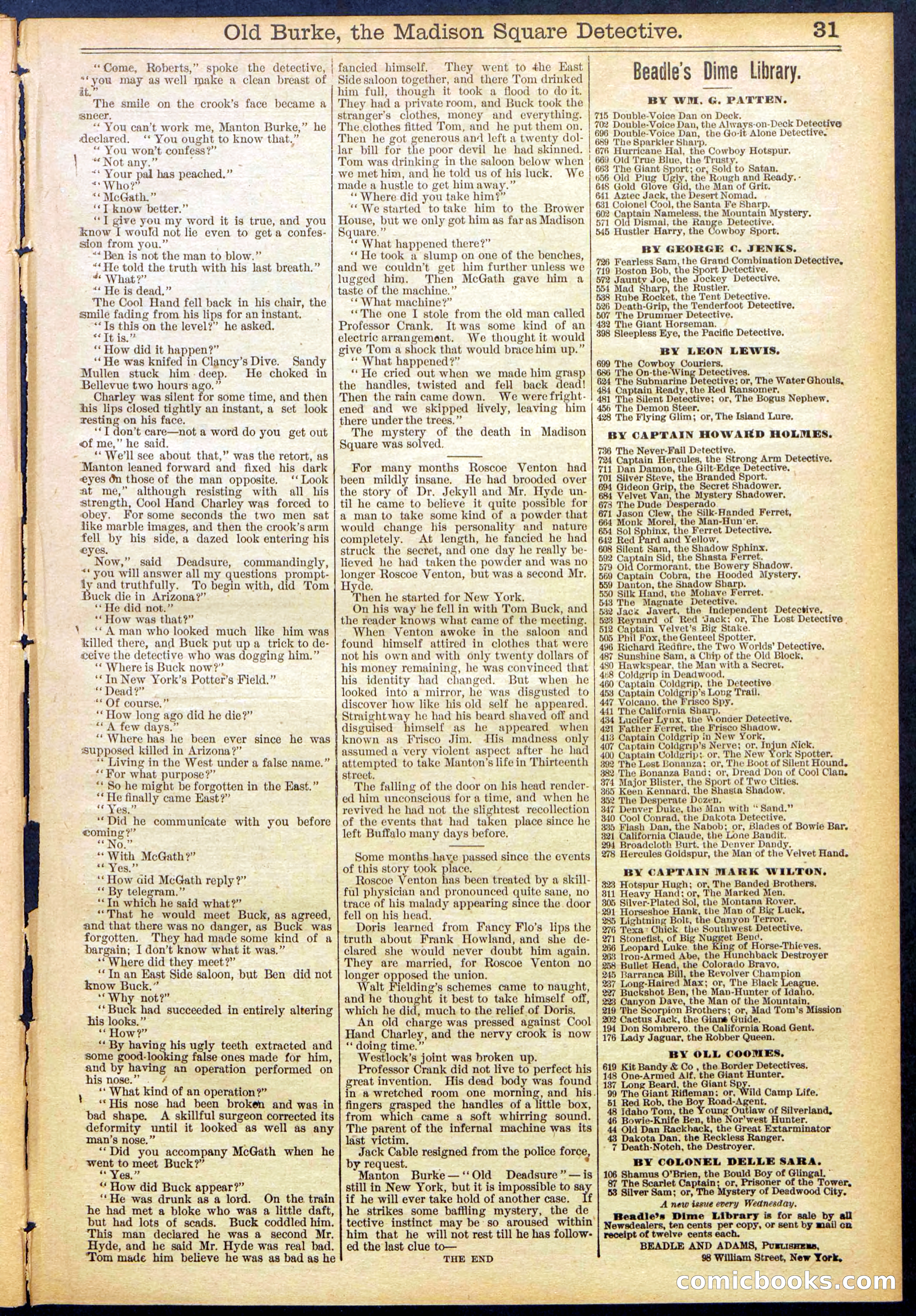 Beadle's New York Dime Library No. 756 — page 31 of 32