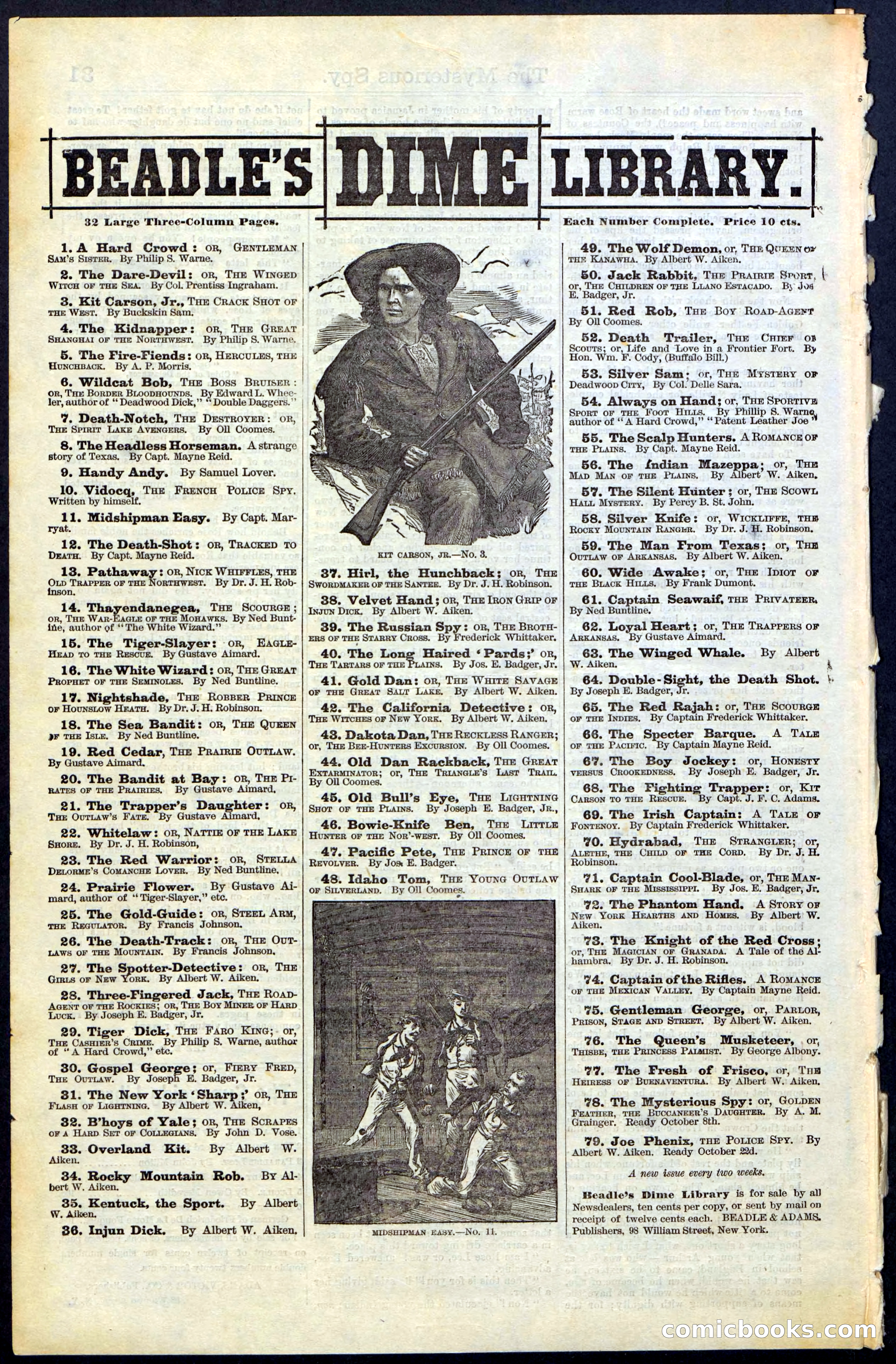 Beadle's New York Dime Library No. 78 — page 32 of 32