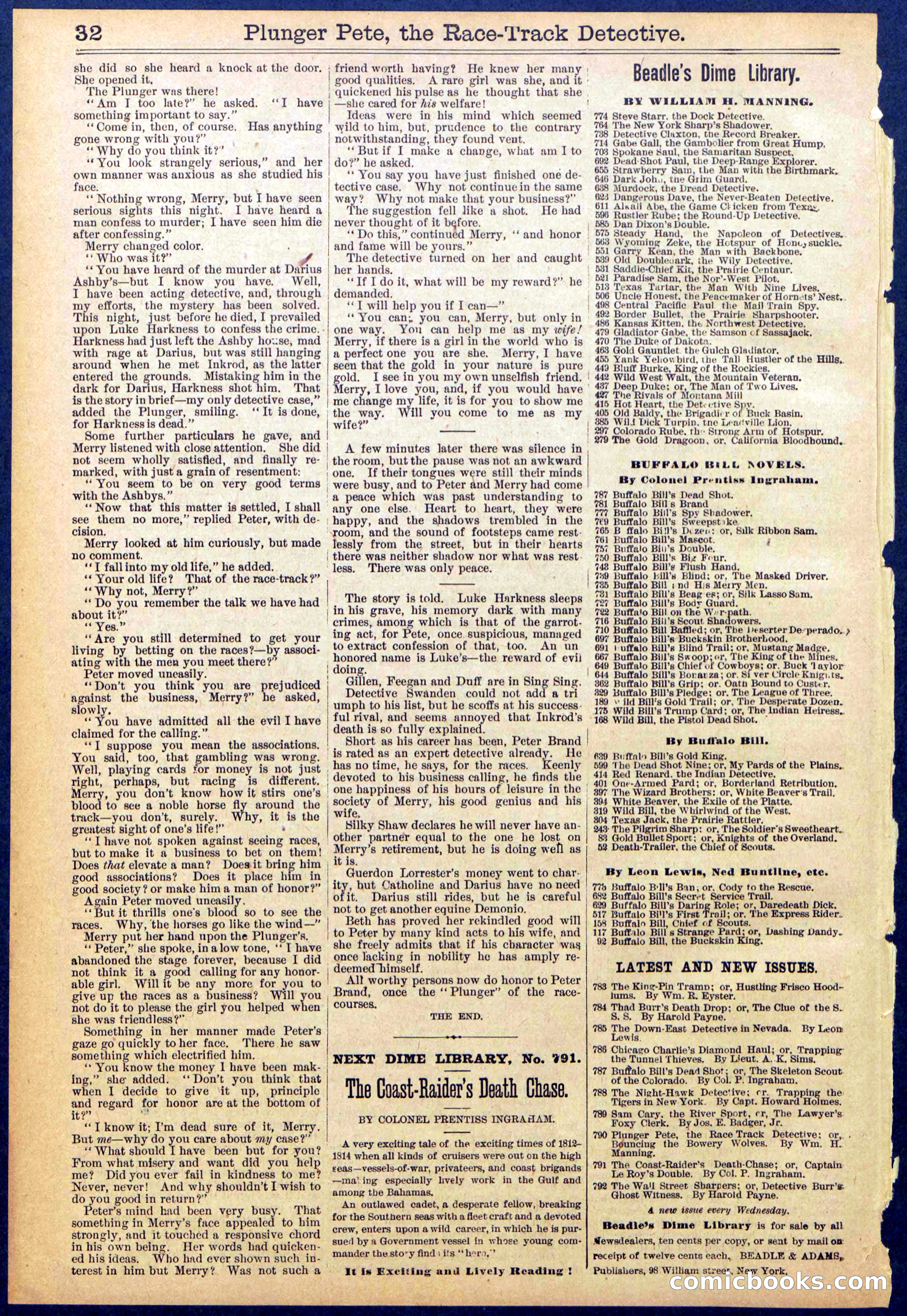 Beadle's New York Dime Library No. 790 — page 32 of 32