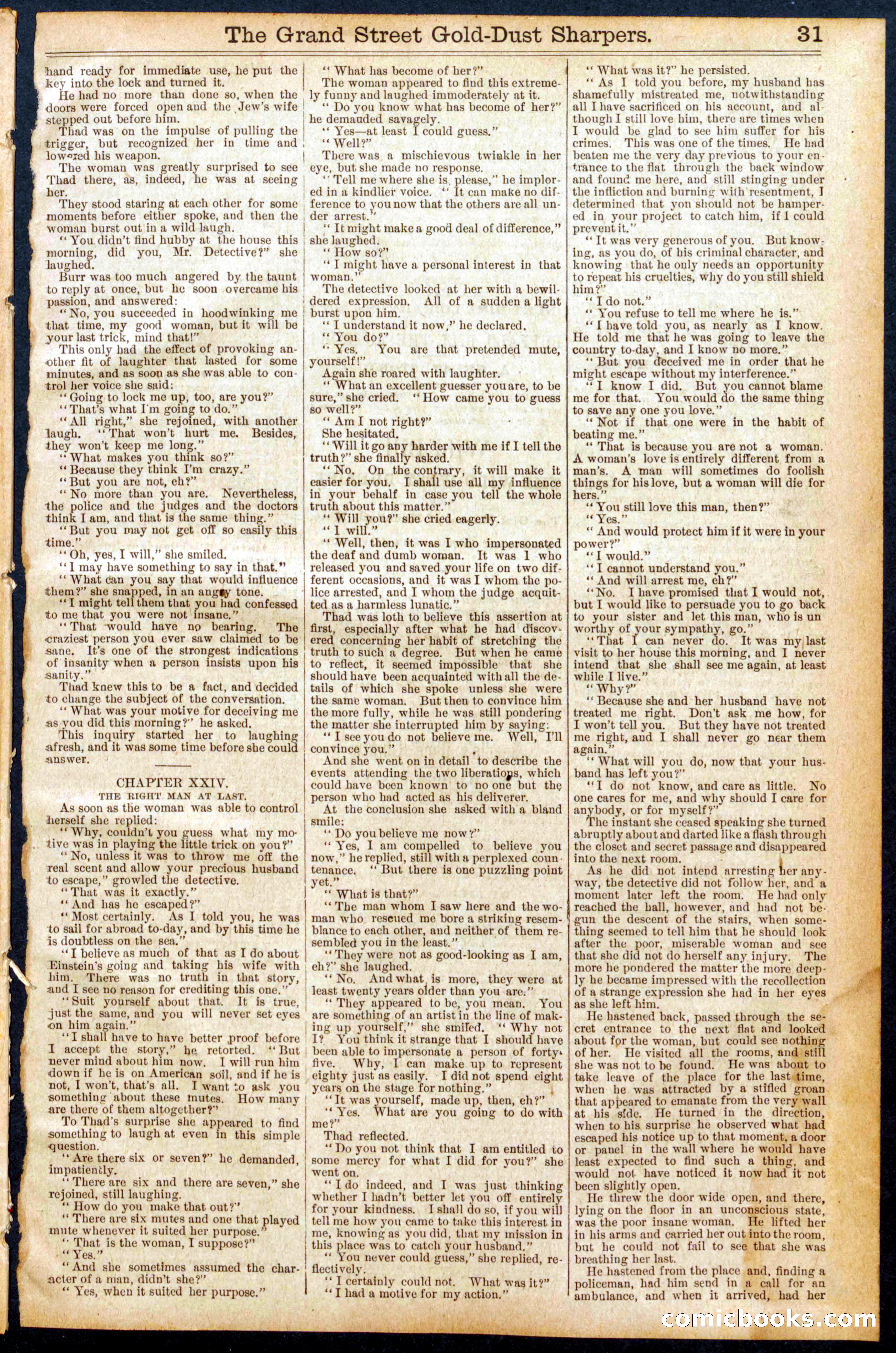 Beadle's Dime Library No. 806: The Grand Street Gold-Dust Sharpers — page 31 of 32