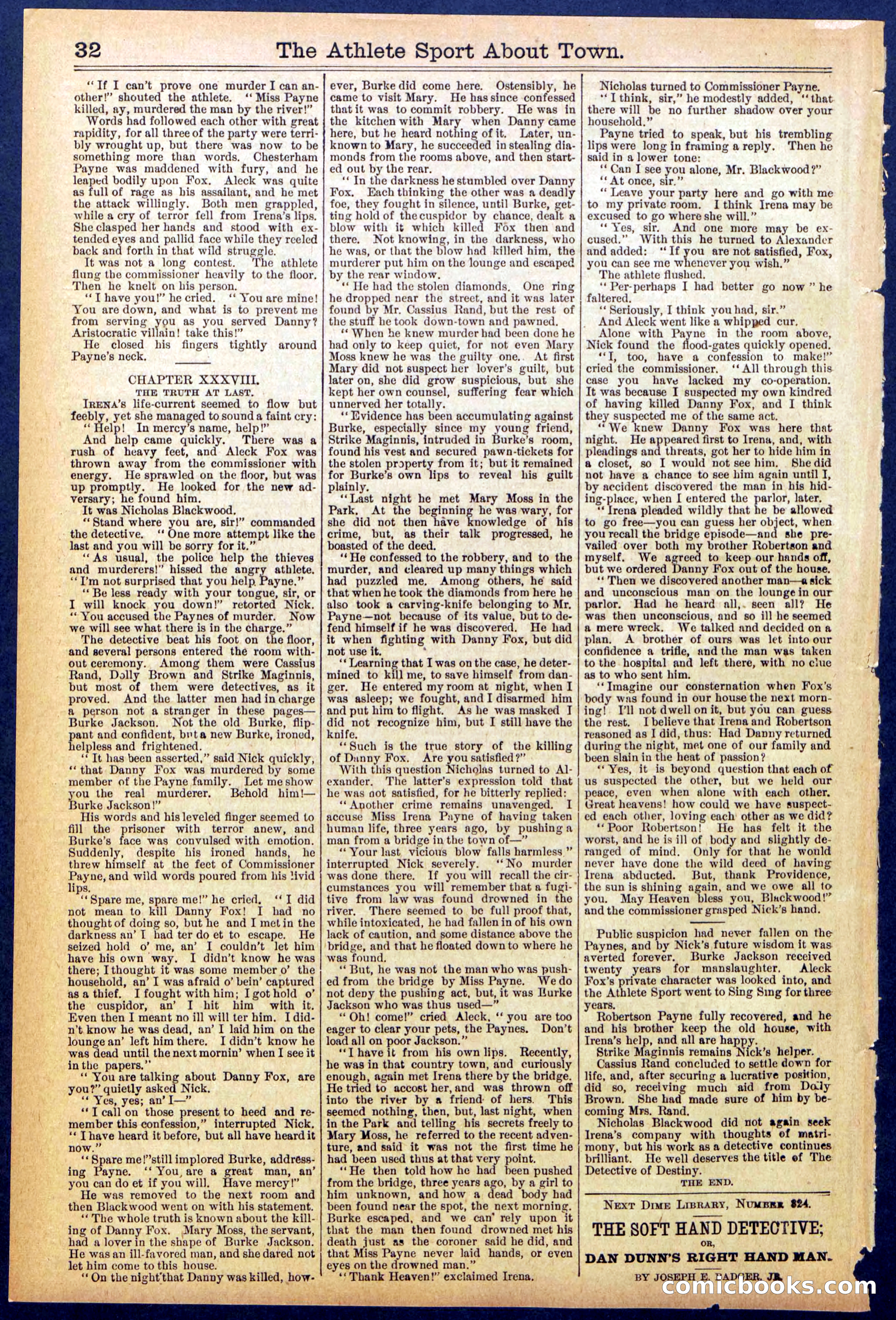 Beadle's Dime Library, No. 823 — page 32 of 32