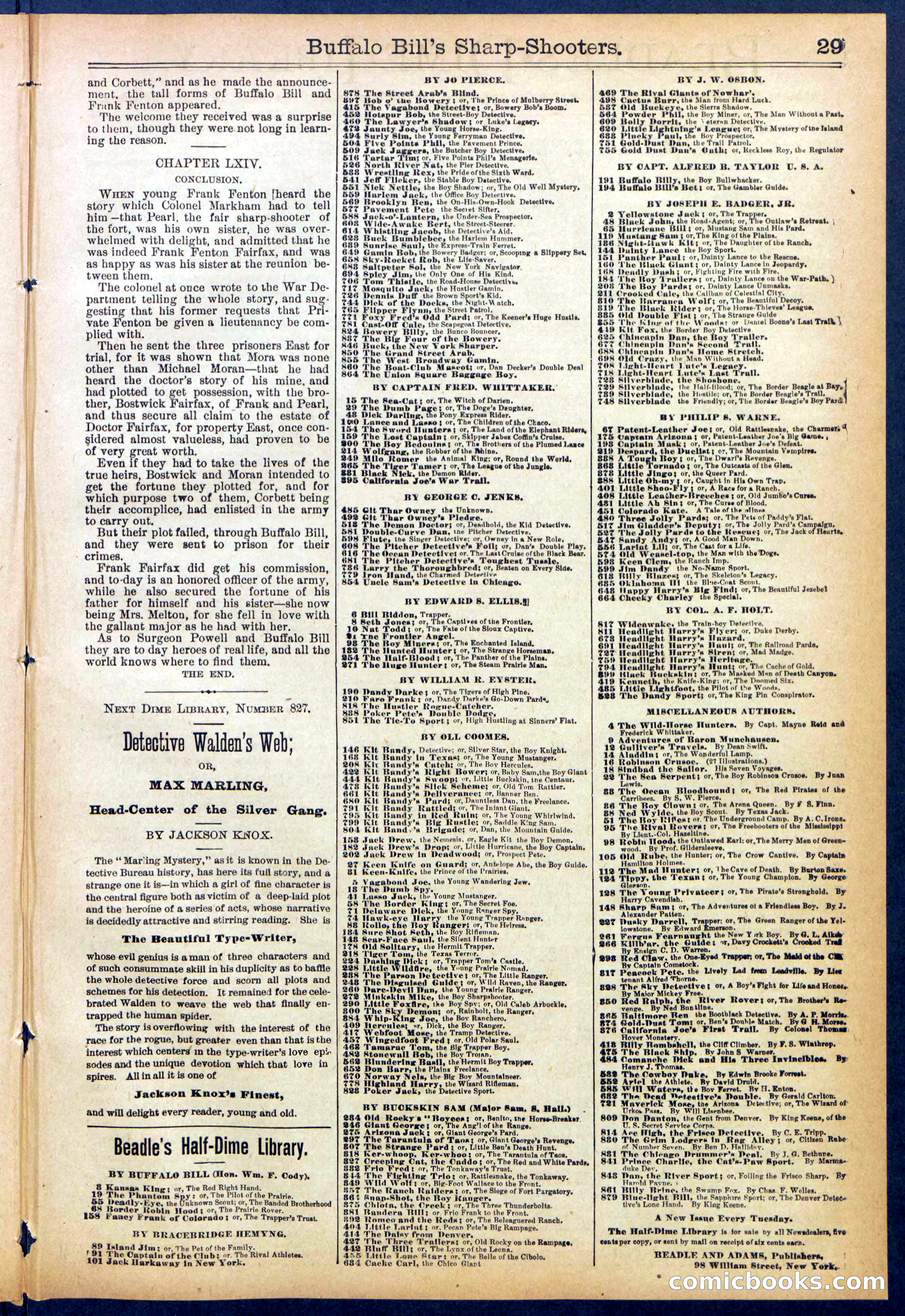 Beadle's Dime Library No. 826 — page 29 of 32