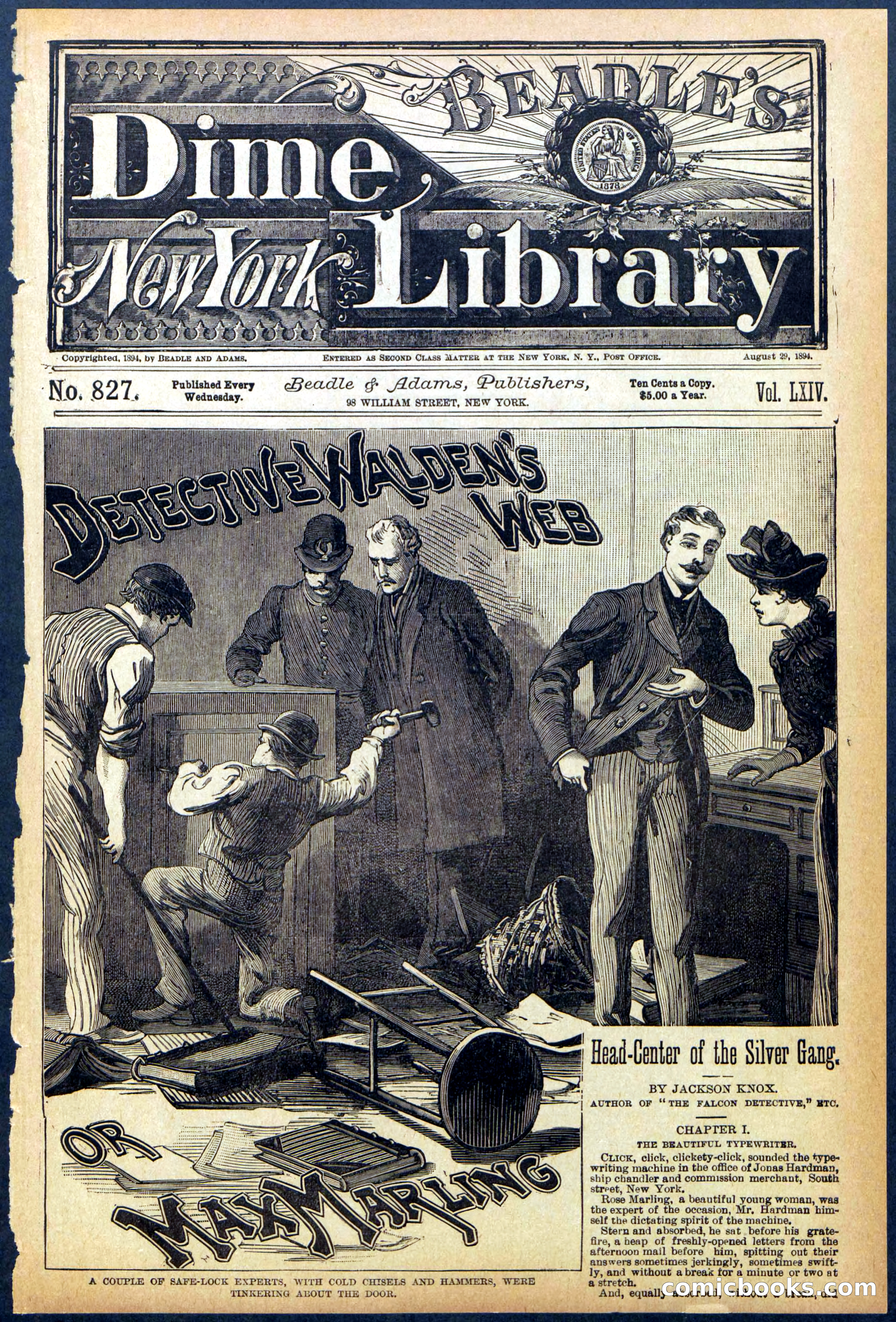 Beadle's Dime Library No. 827 — page 1 of 32