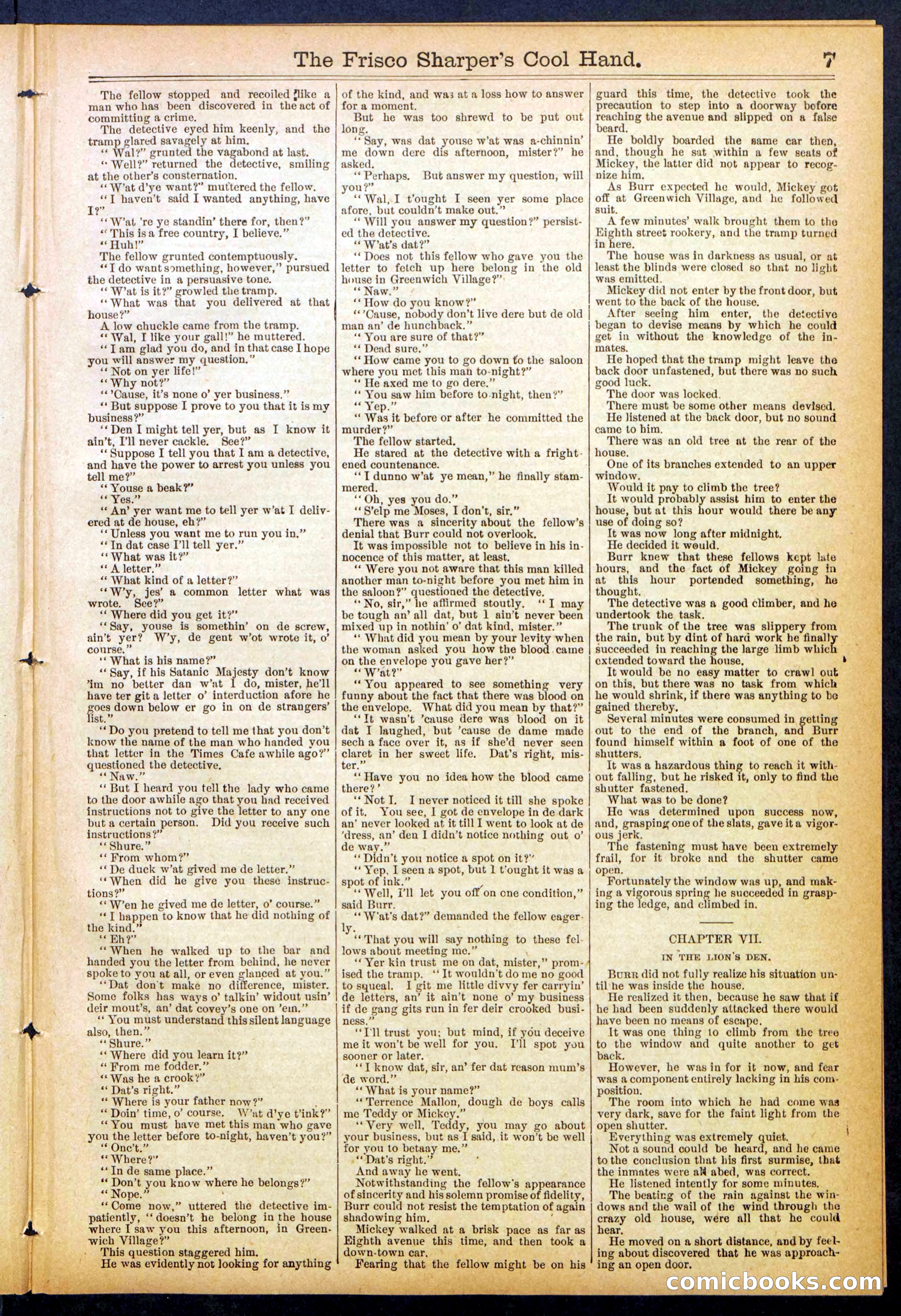 Beadle's Dime Library No. 829: "The Frisco Sharper's Cool Hand" — page 7 of 32