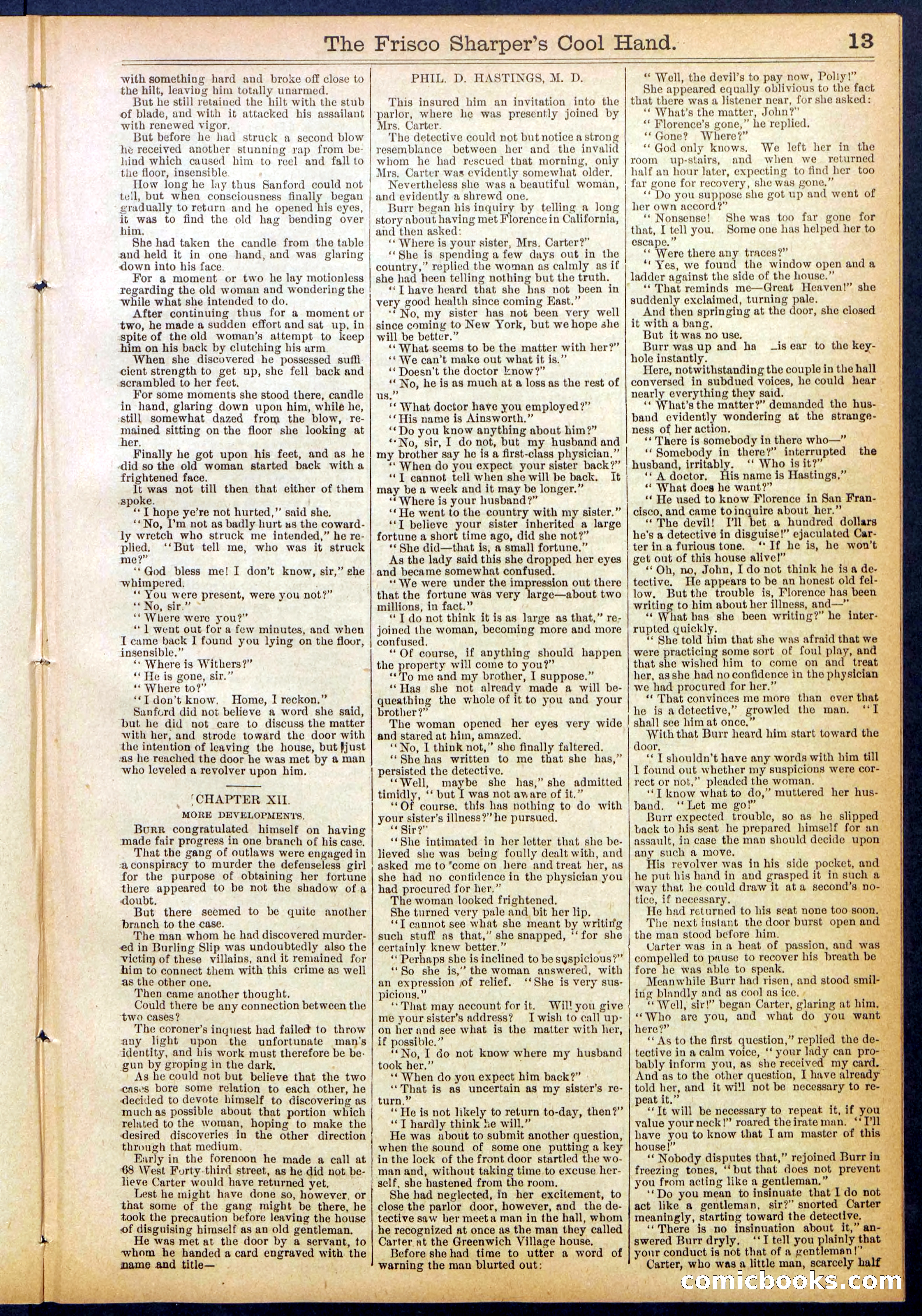 Beadle's Dime Library No. 829: "The Frisco Sharper's Cool Hand" — page 13 of 32