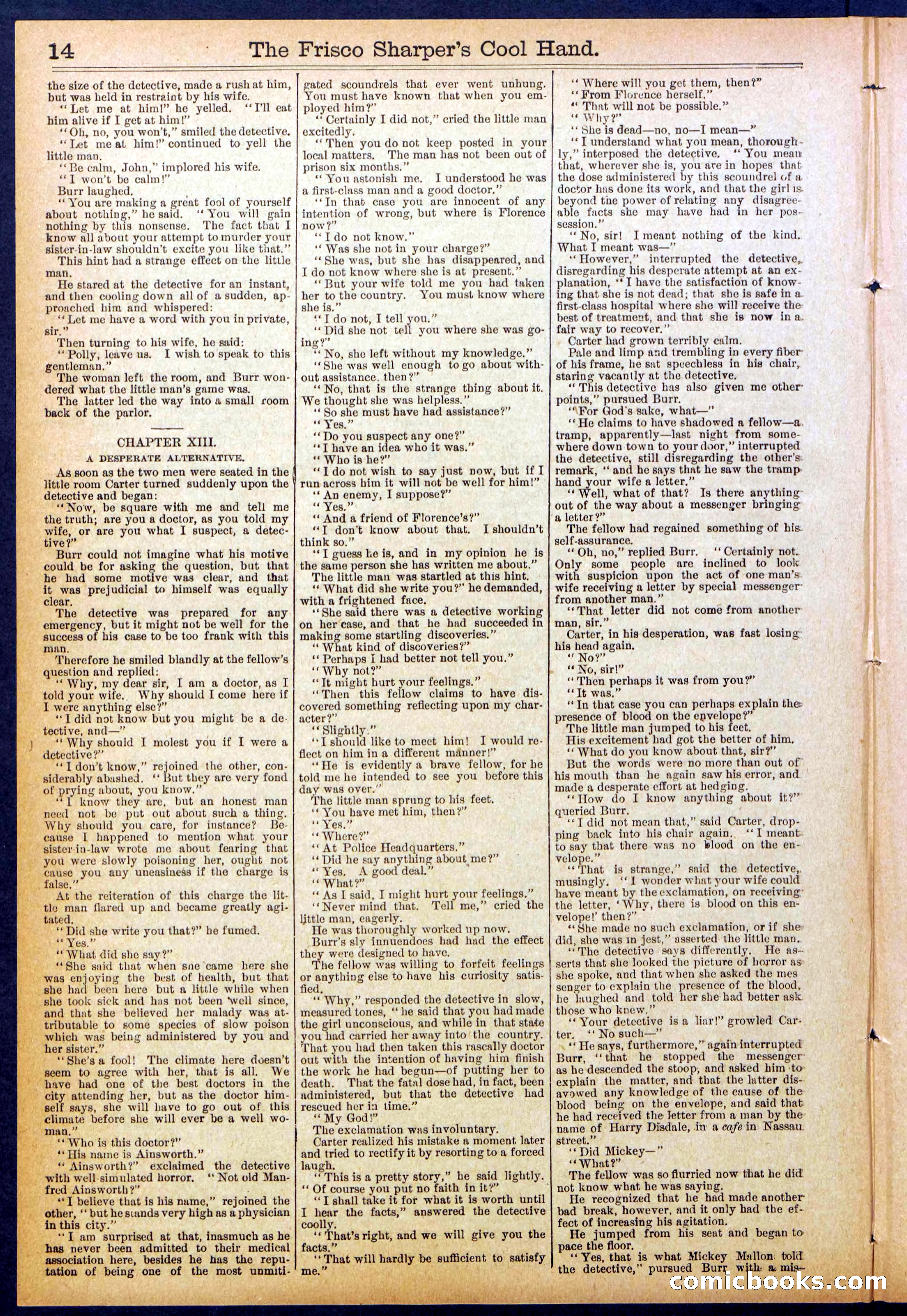 Beadle's Dime Library No. 829: "The Frisco Sharper's Cool Hand" — page 14 of 32