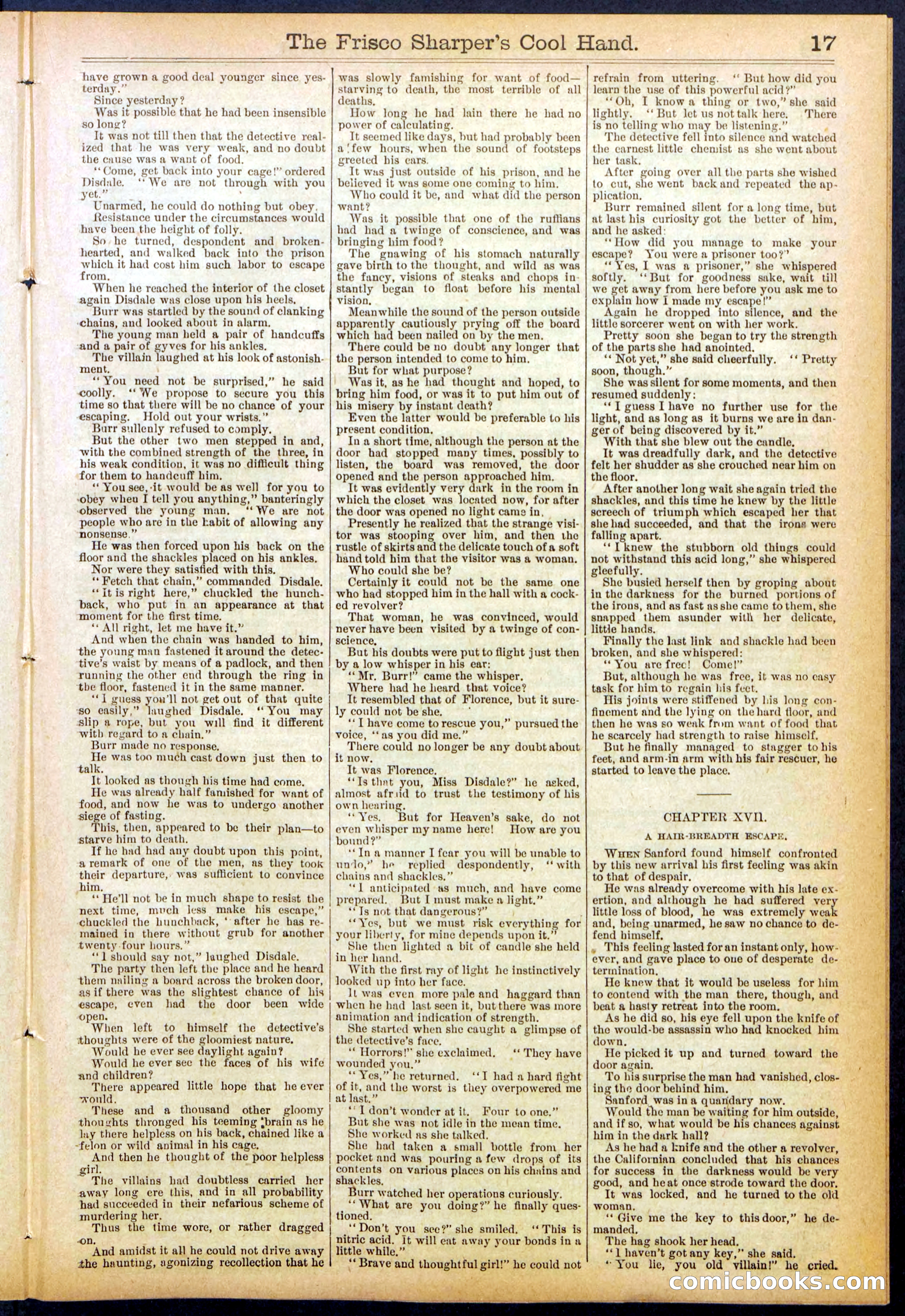 Beadle's Dime Library No. 829: "The Frisco Sharper's Cool Hand" — page 17 of 32