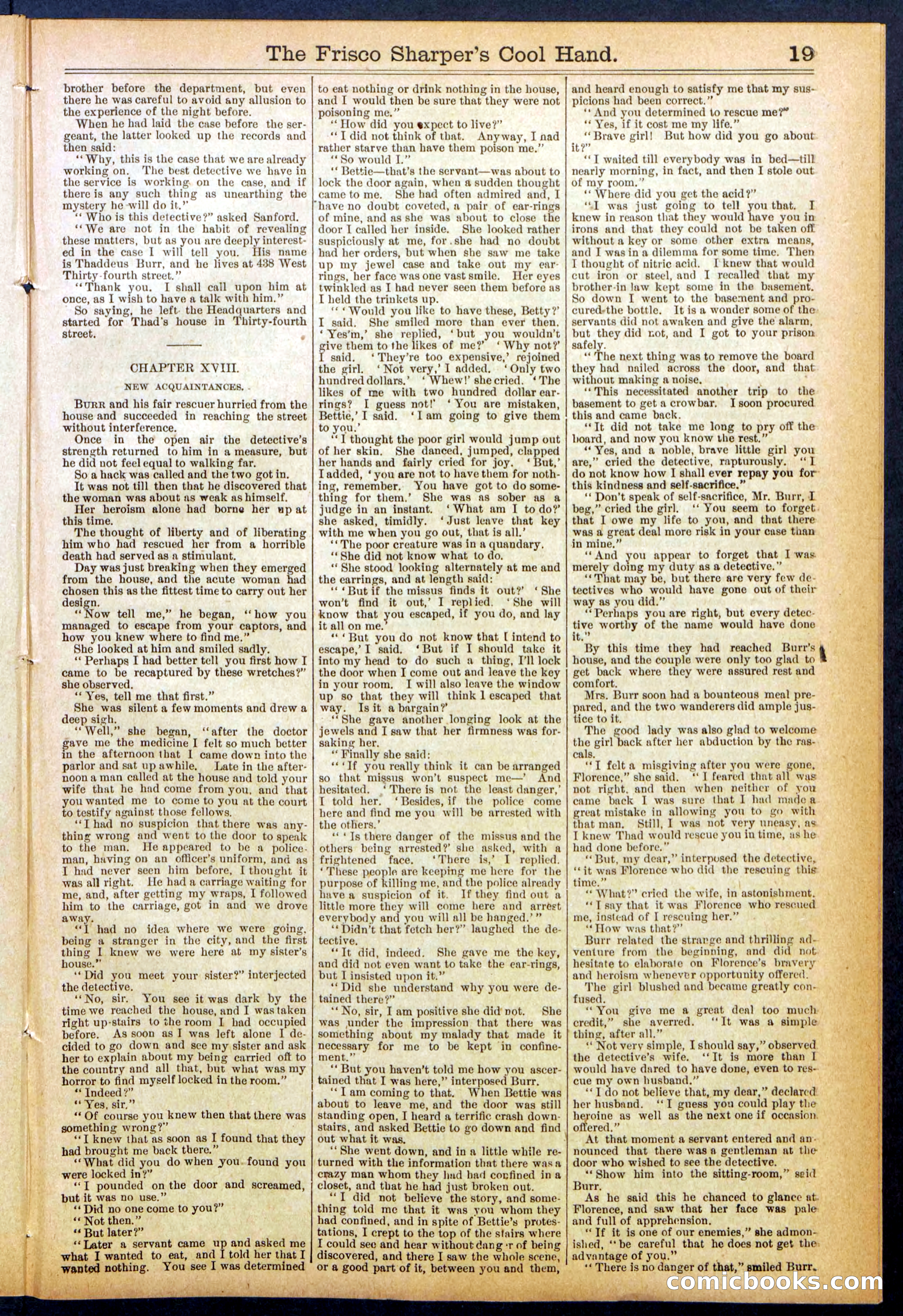 Beadle's Dime Library No. 829: "The Frisco Sharper's Cool Hand" — page 19 of 32