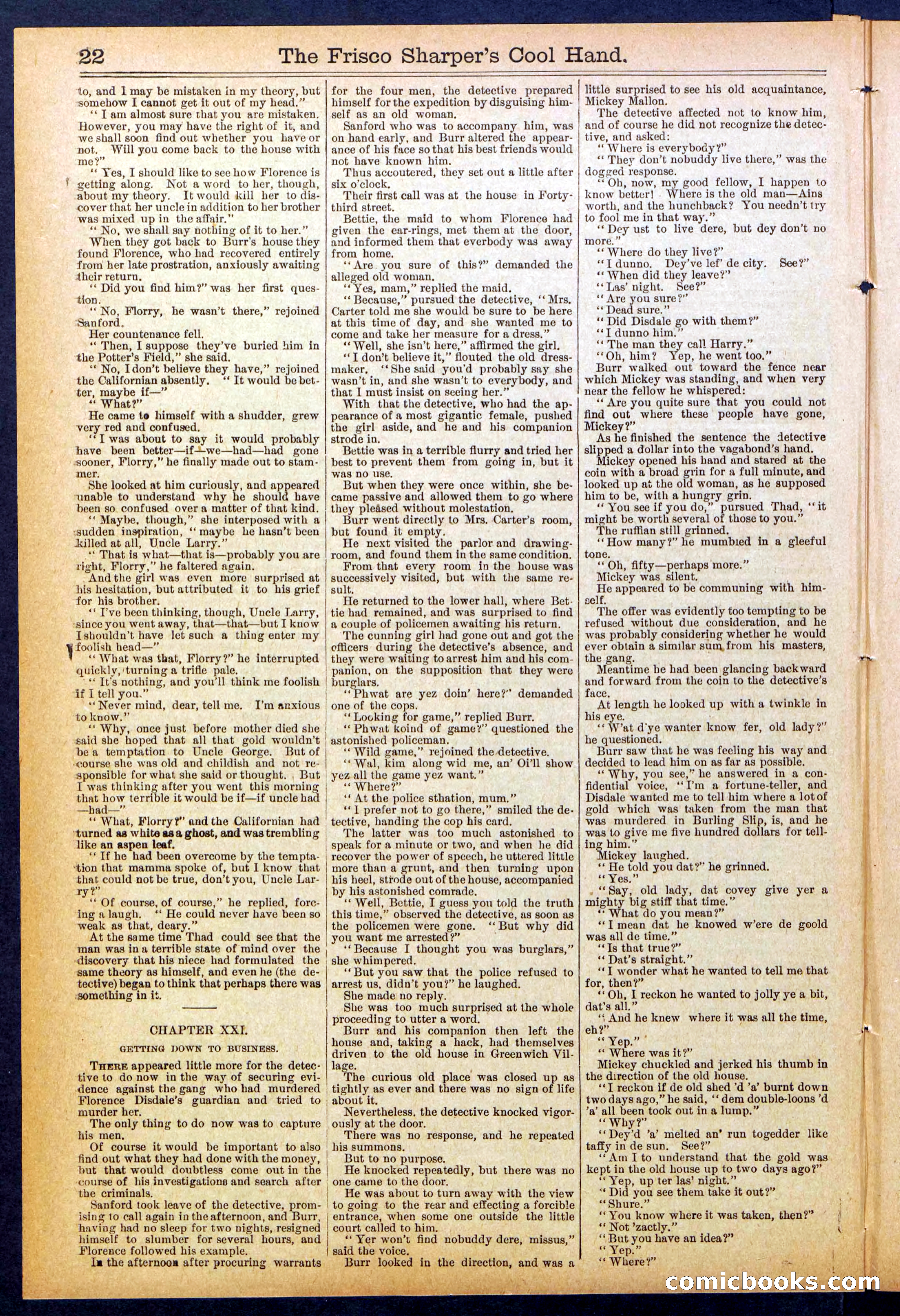 Beadle's Dime Library No. 829: "The Frisco Sharper's Cool Hand" — page 22 of 32