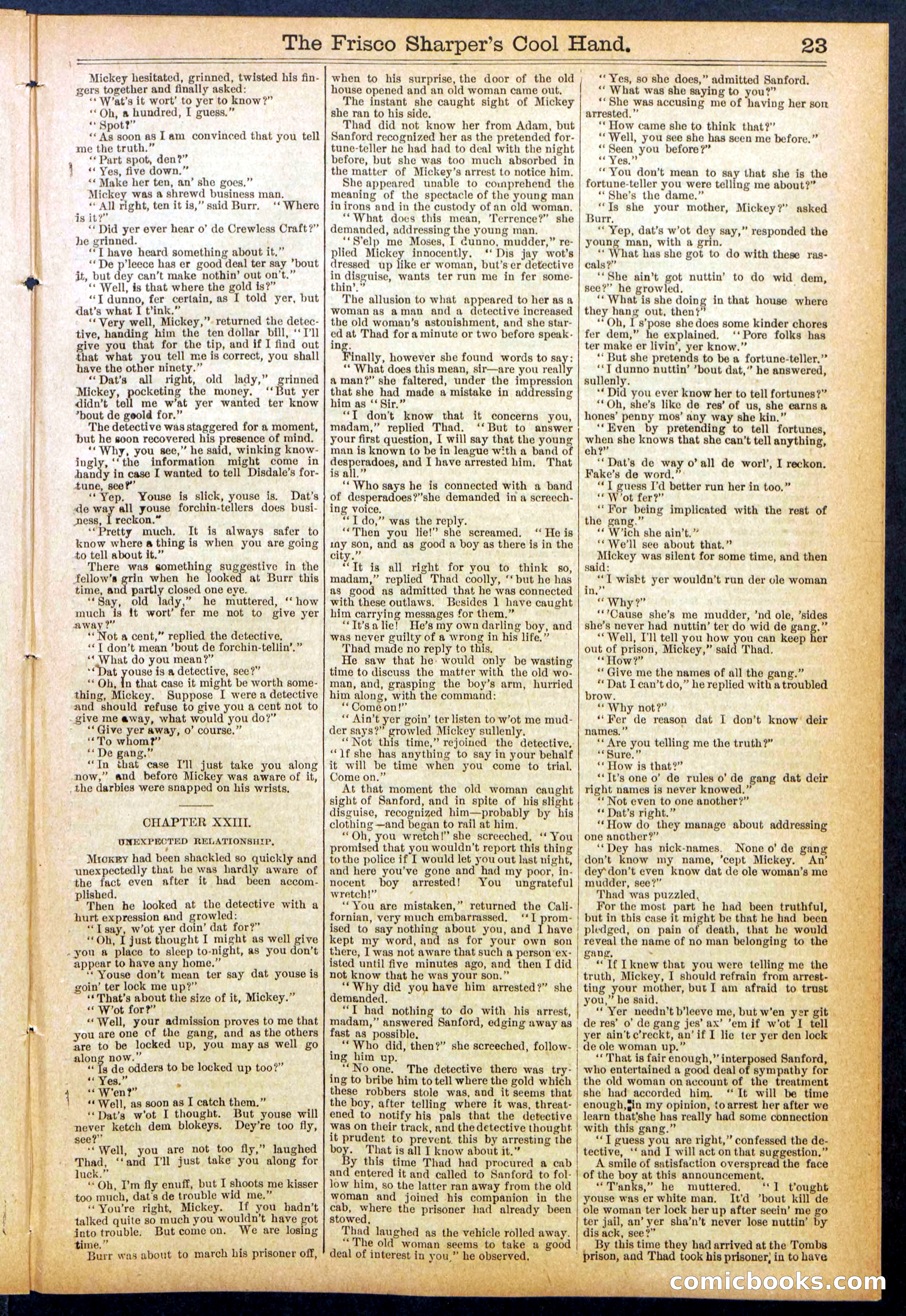 Beadle's Dime Library No. 829: "The Frisco Sharper's Cool Hand" — page 23 of 32