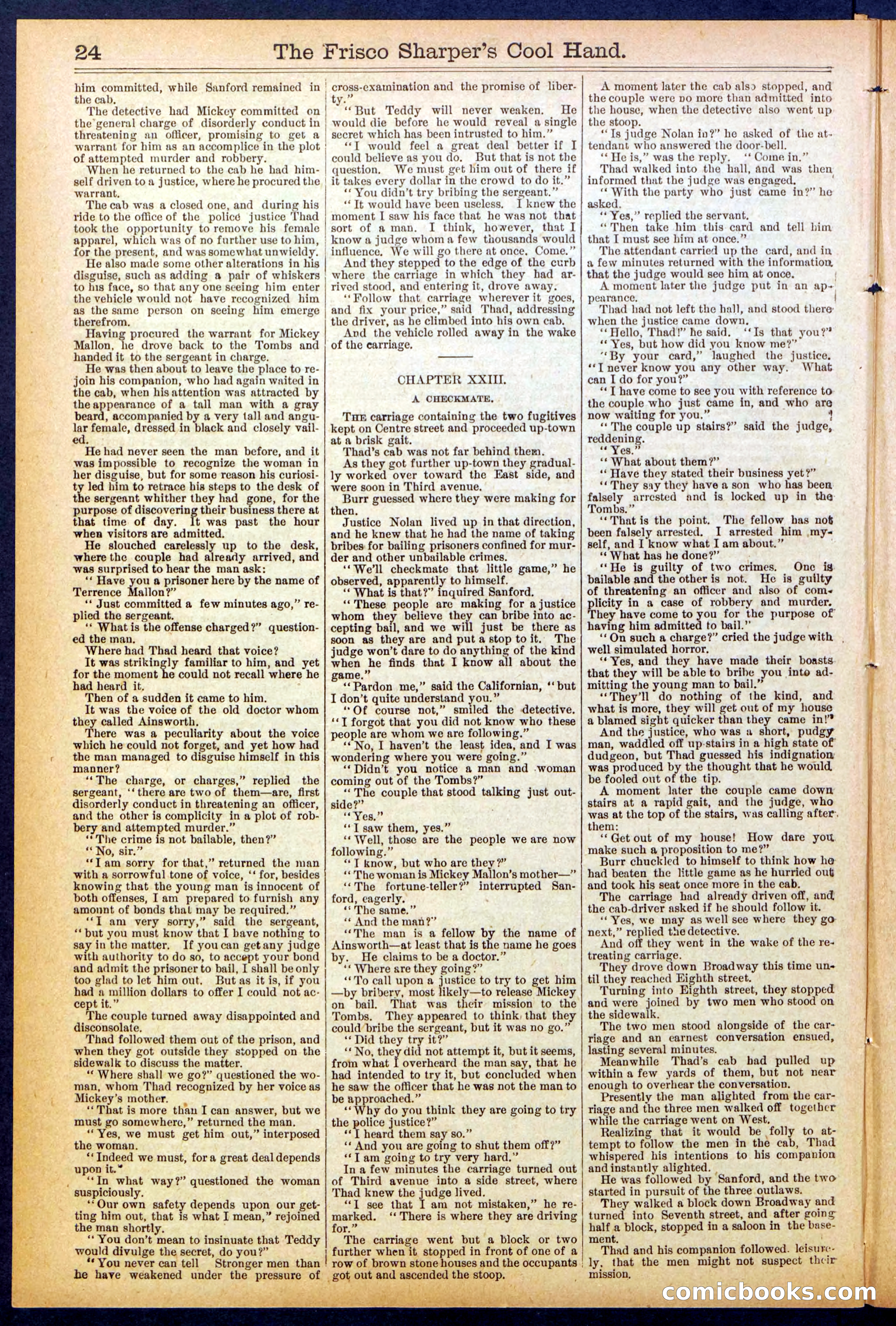 Beadle's Dime Library No. 829: "The Frisco Sharper's Cool Hand" — page 24 of 32