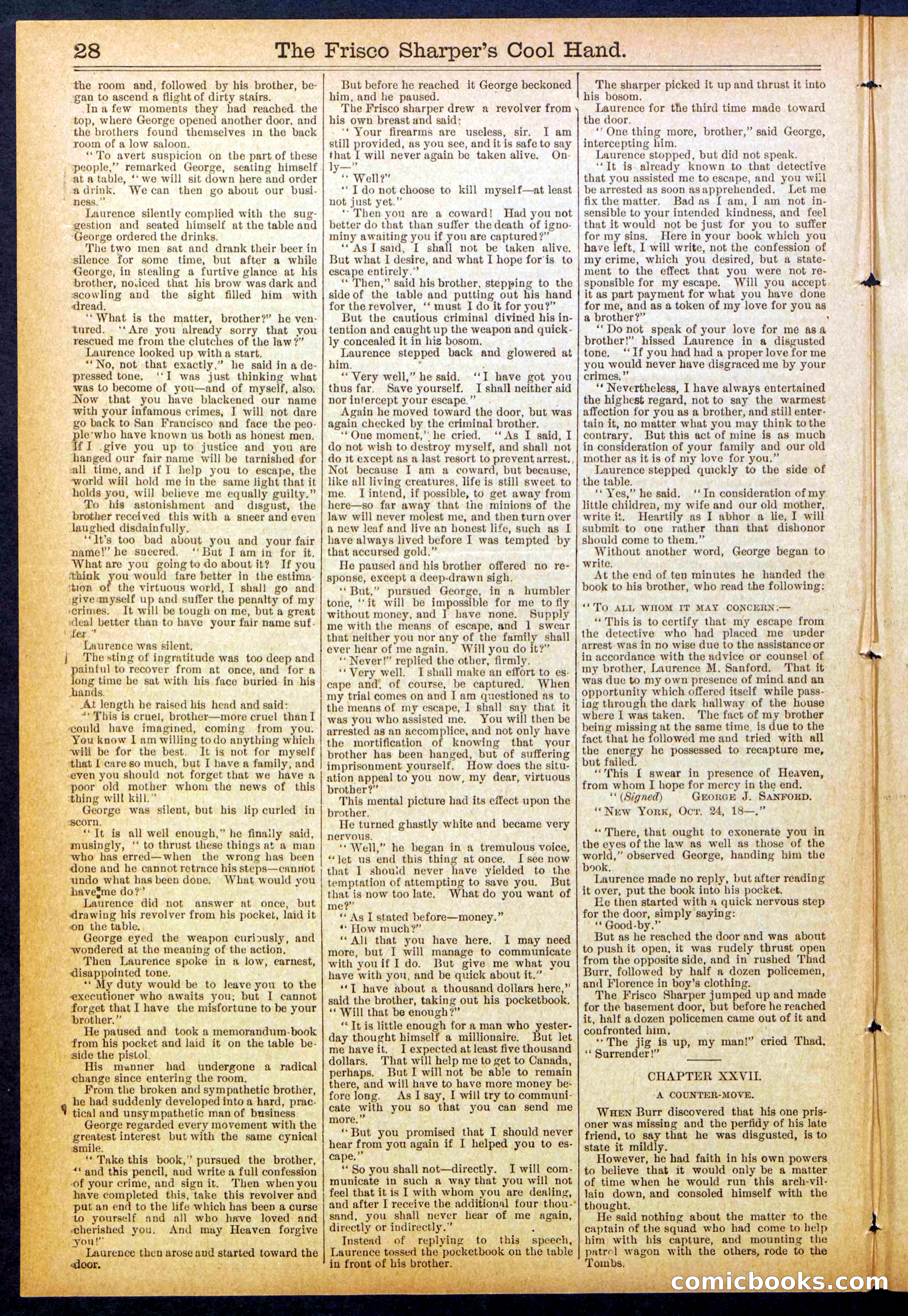 Beadle's Dime Library No. 829: "The Frisco Sharper's Cool Hand" — page 28 of 32