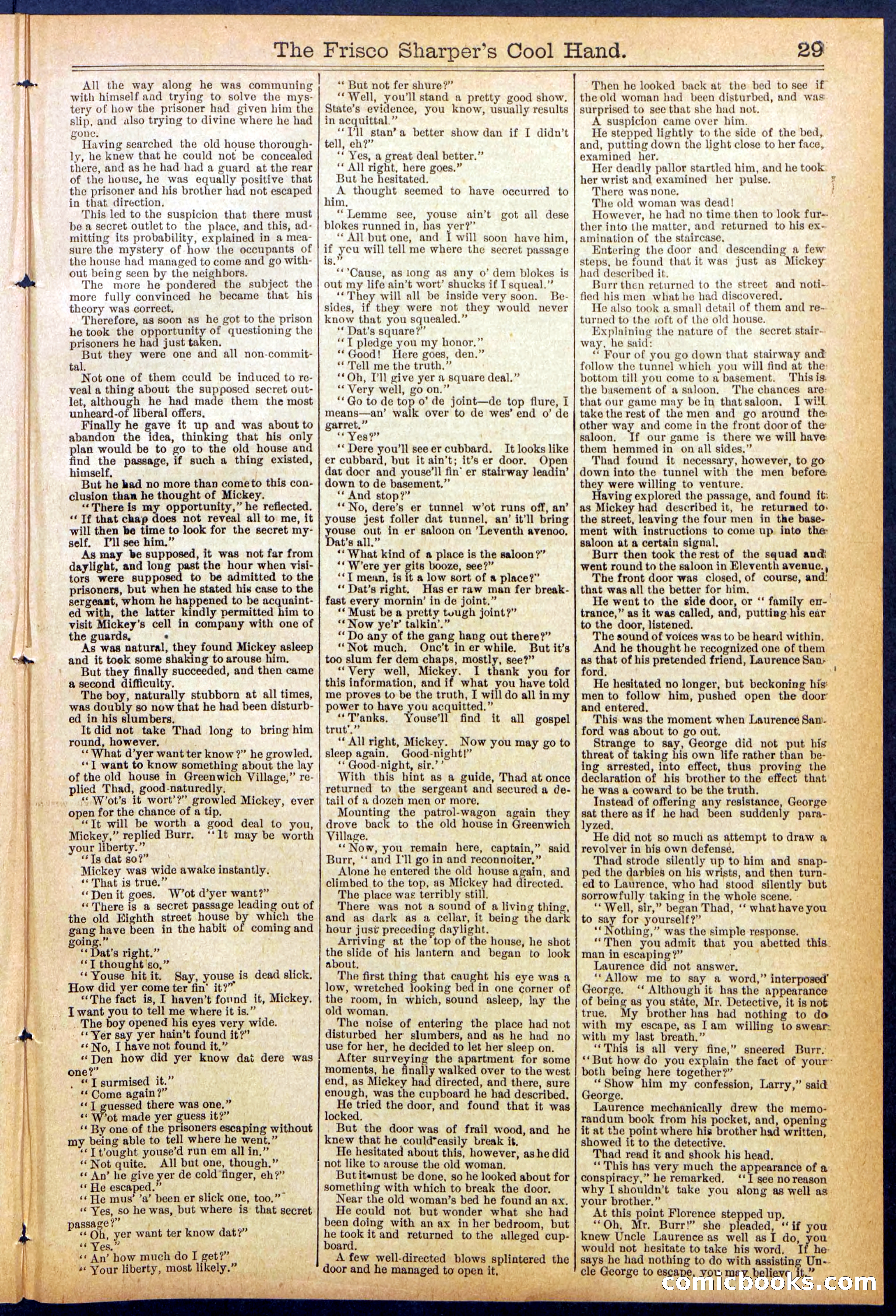 Beadle's Dime Library No. 829: "The Frisco Sharper's Cool Hand" — page 29 of 32