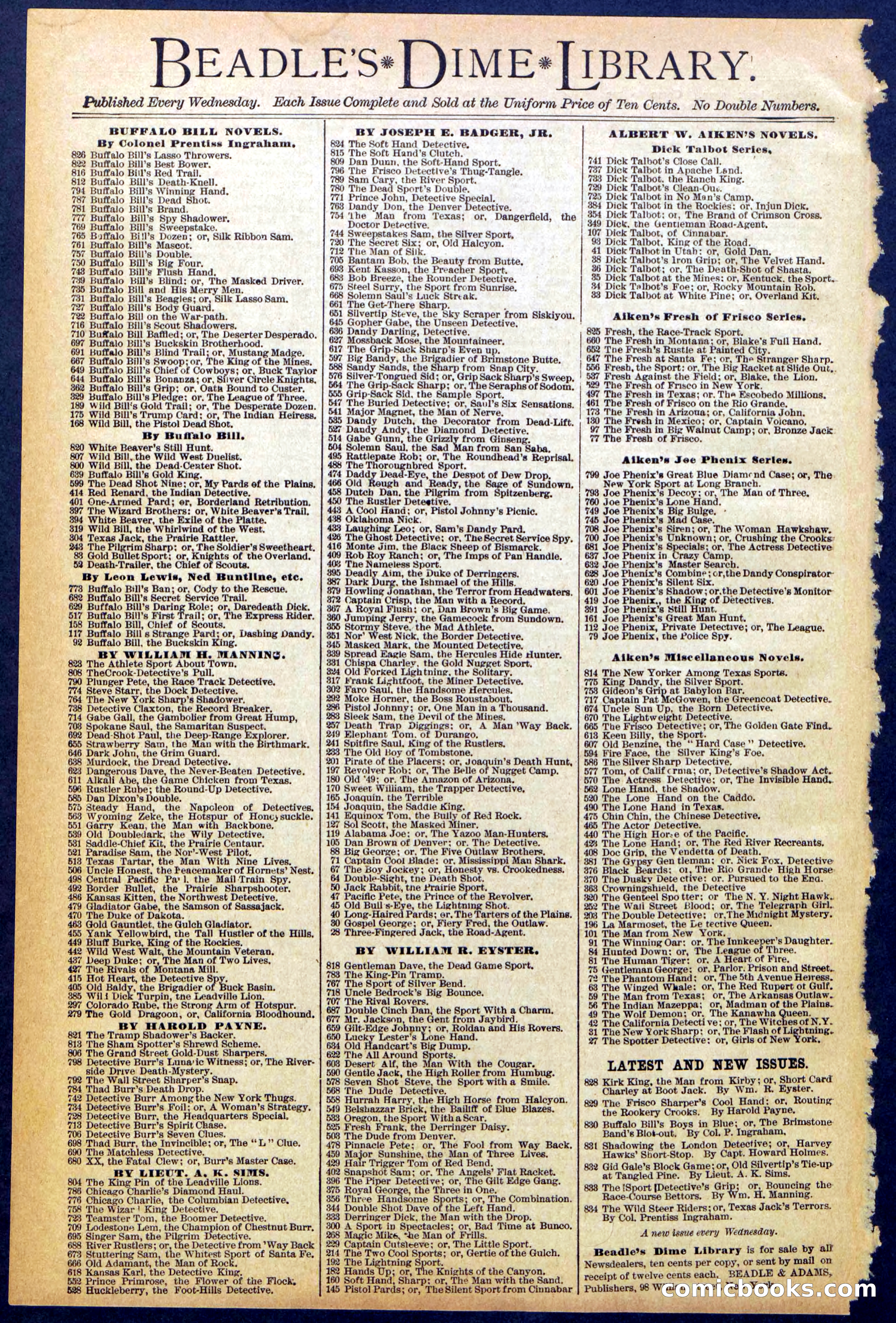Beadle's Dime Library No. 831 — page 32 of 32