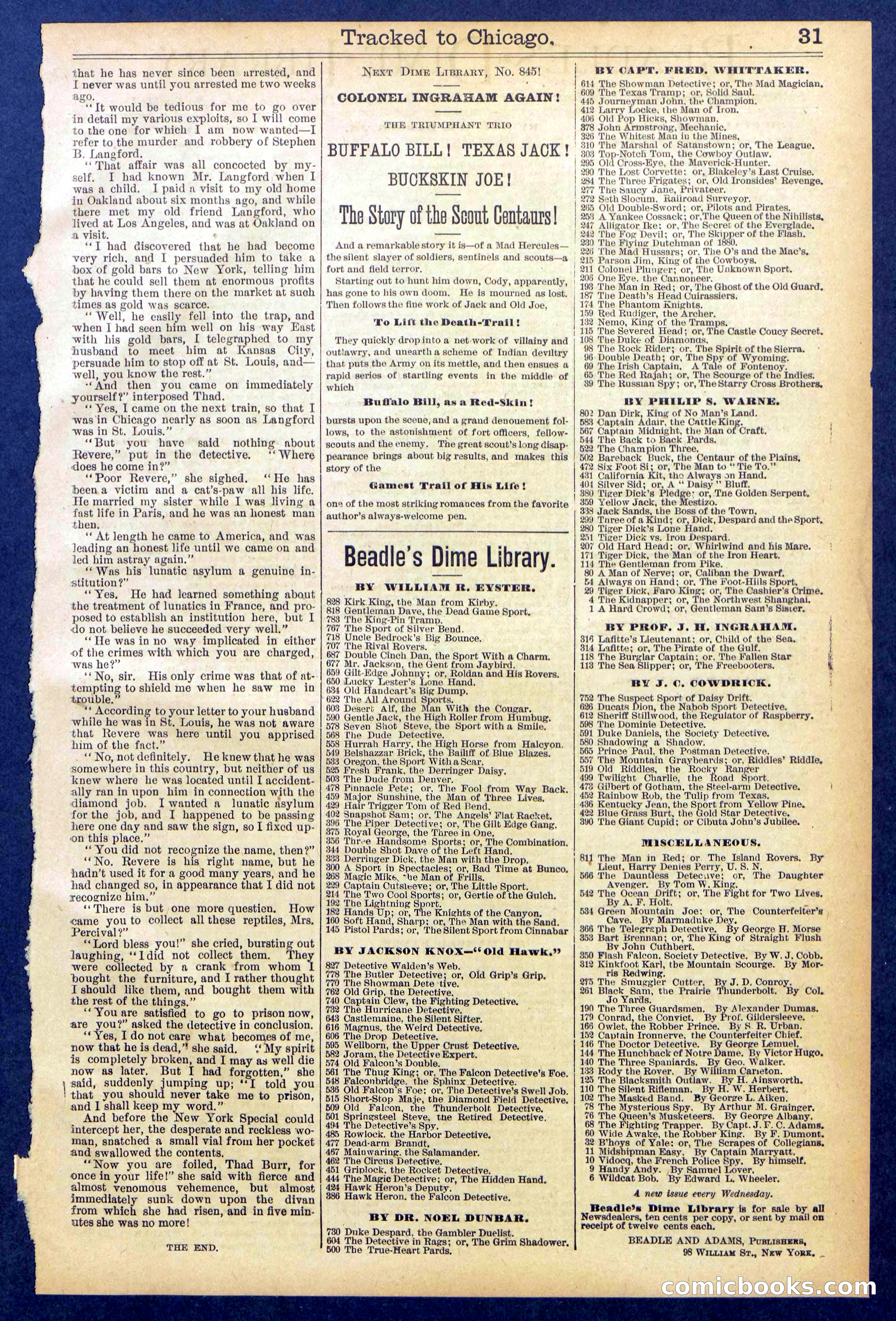 Beadle's New York Dime Library No. 844 — page 31 of 32