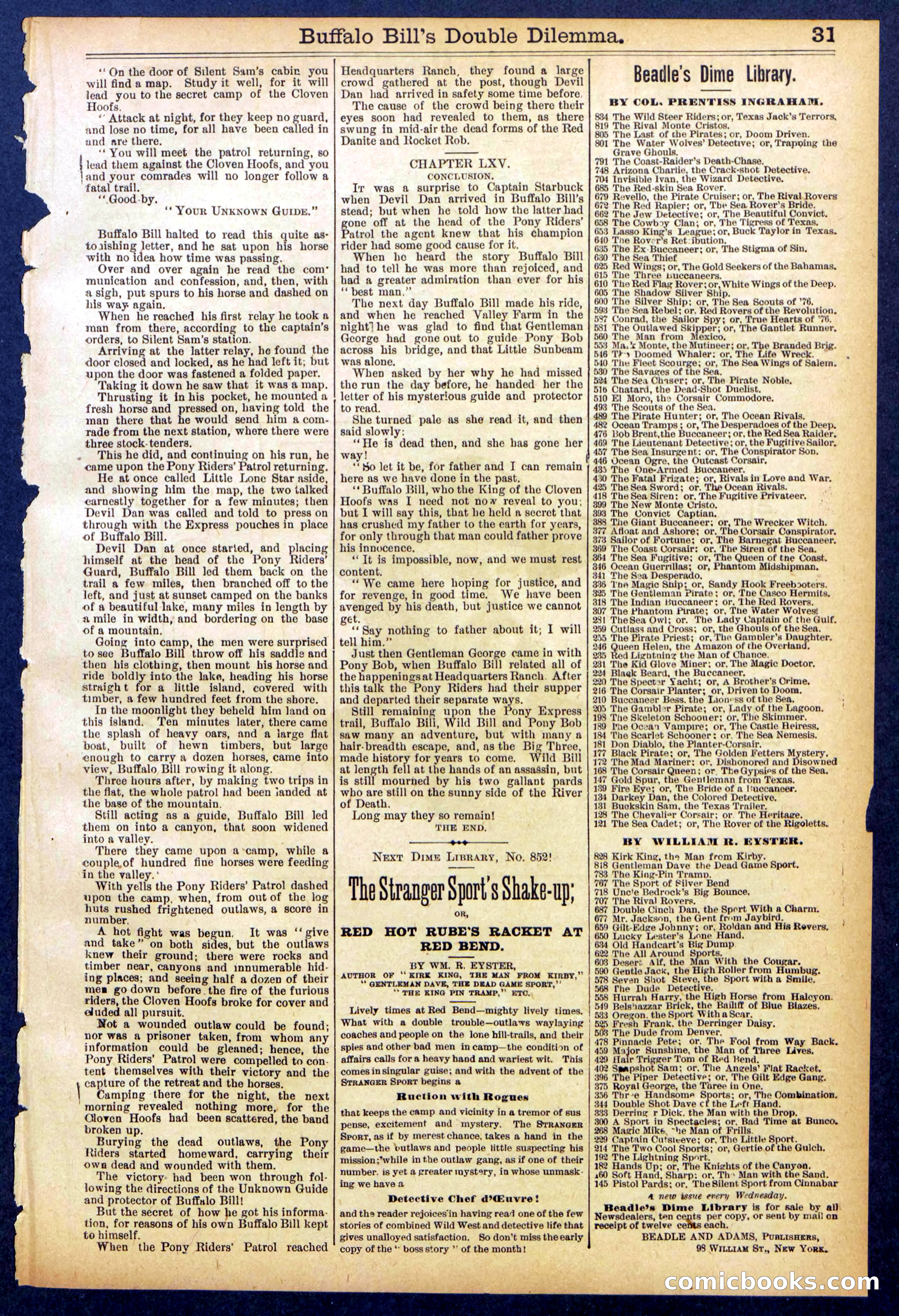 Beadle's Dime Library No. 851 — page 31 of 32