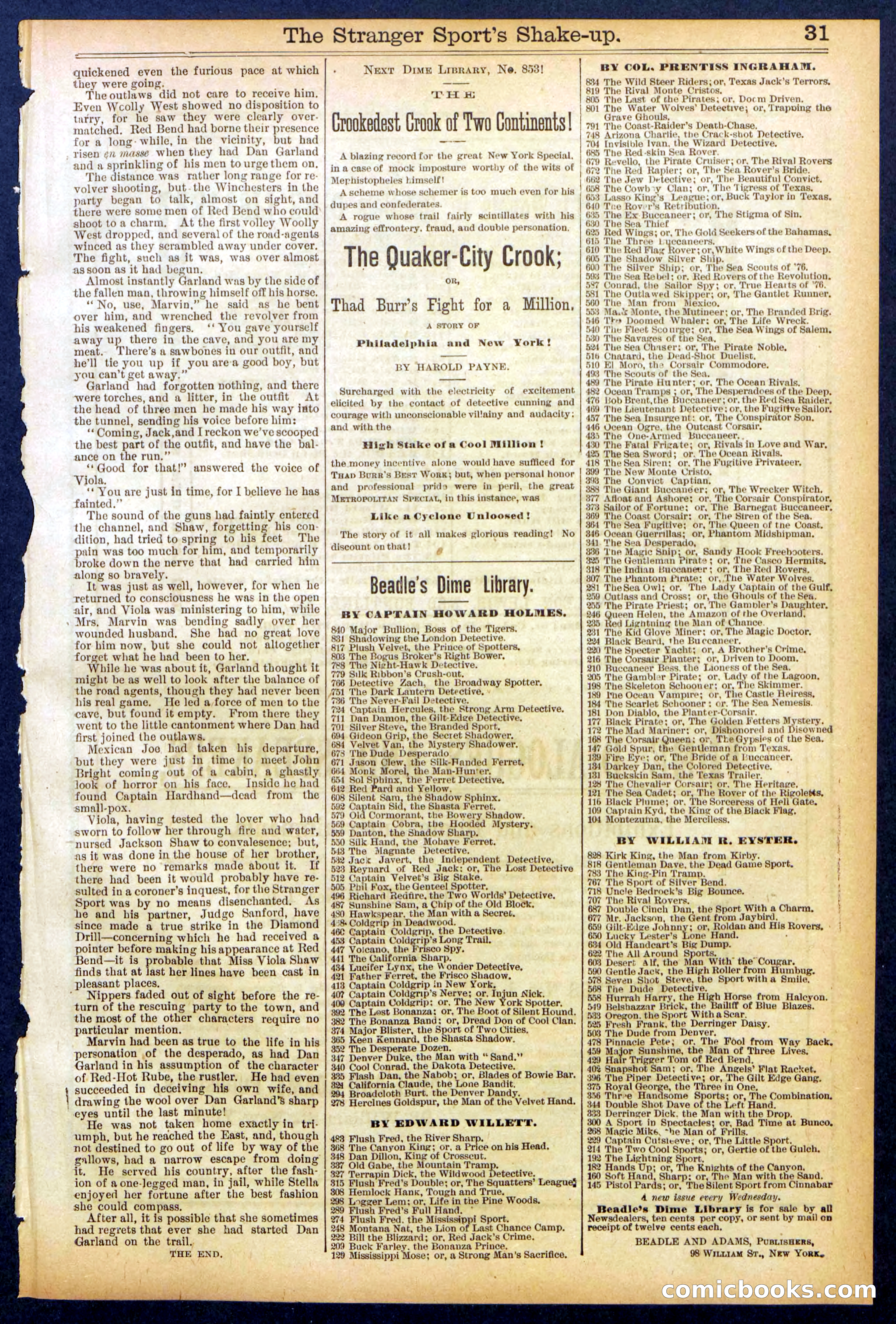 Beadle's Dime Library No. 852 — page 31 of 32