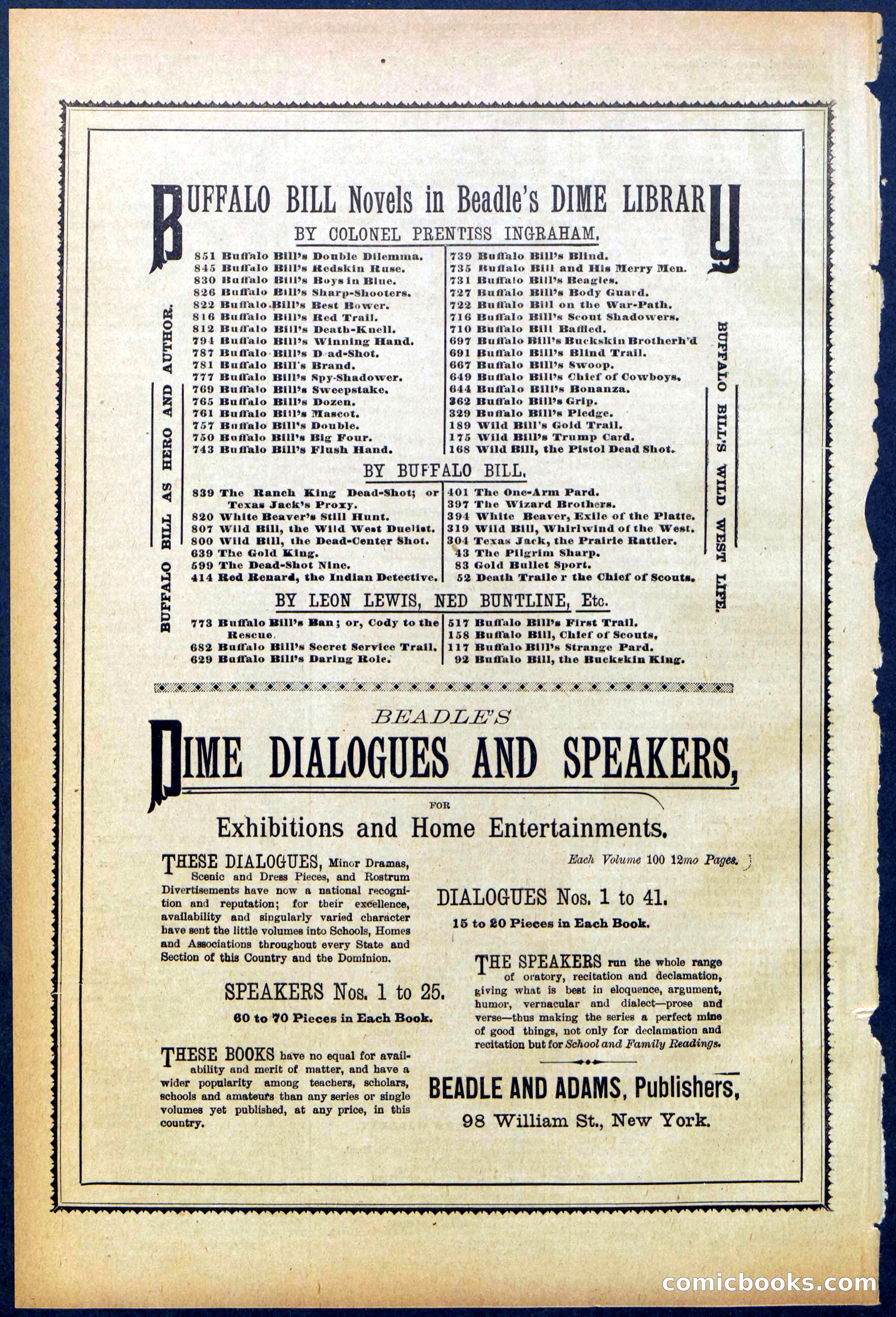Beadle's Dime Library No. 852 — page 32 of 32