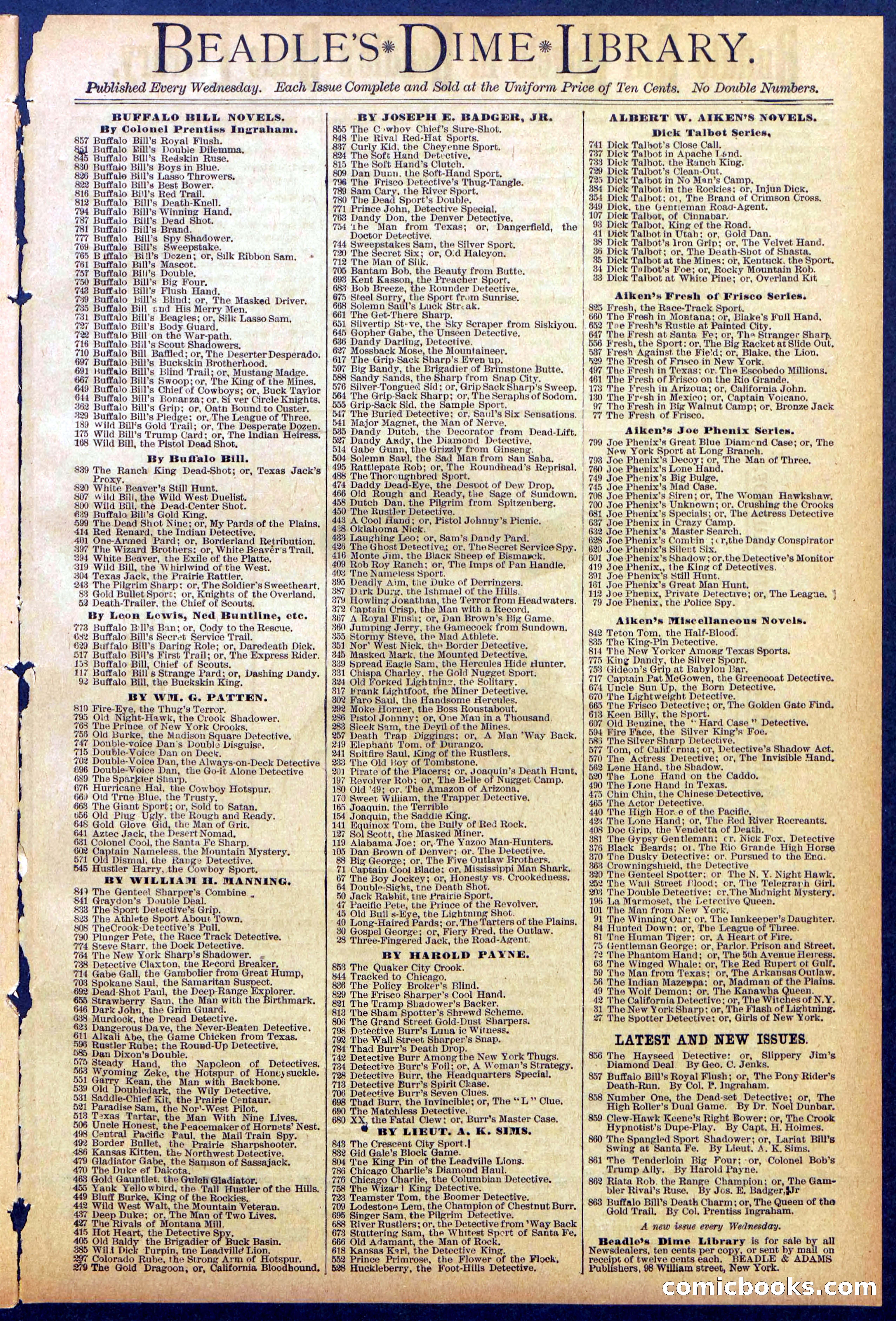 Beadle's New York Dime Library No. 862 — page 31 of 32