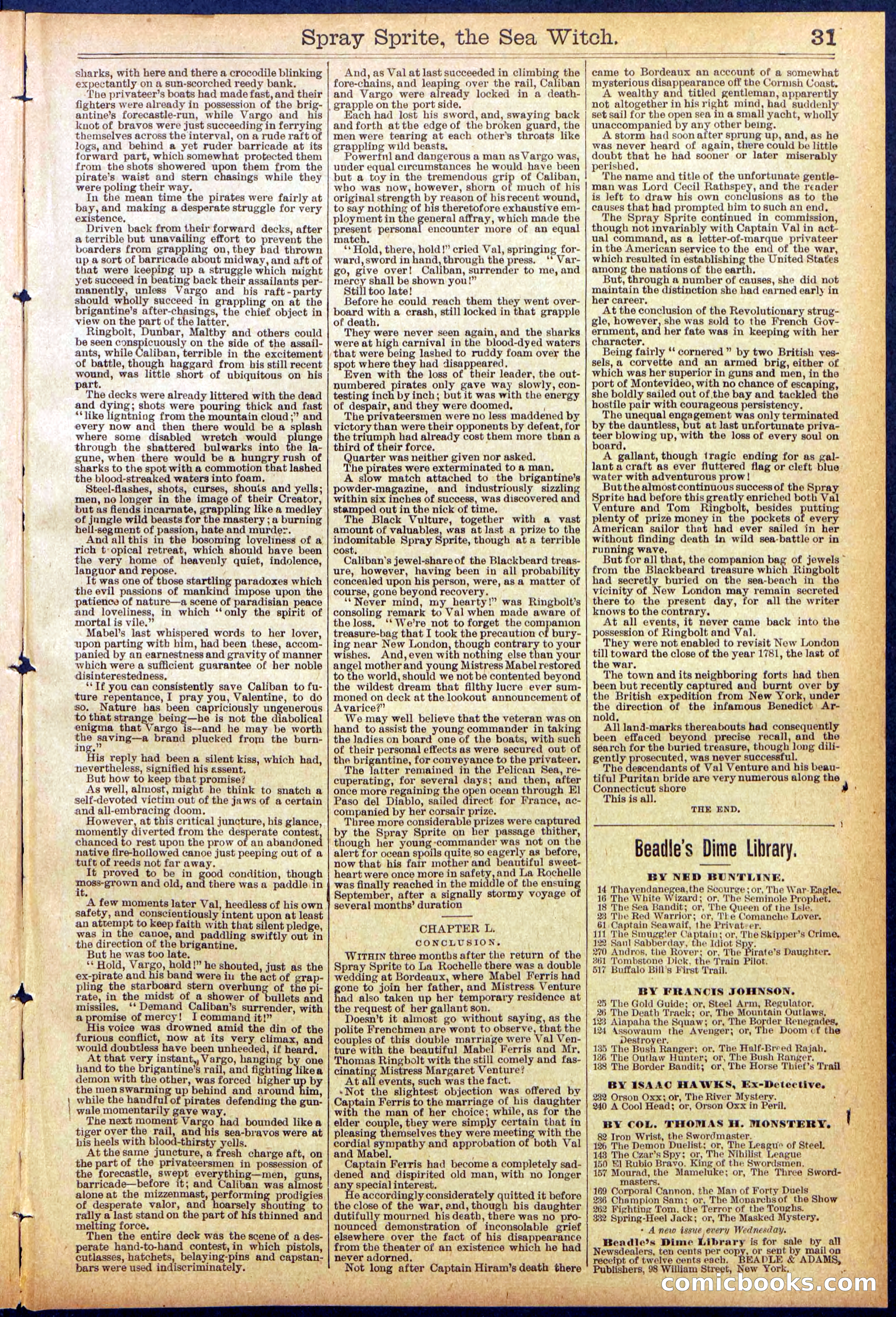 Beadle's Dime Library No. 866 — page 31 of 32