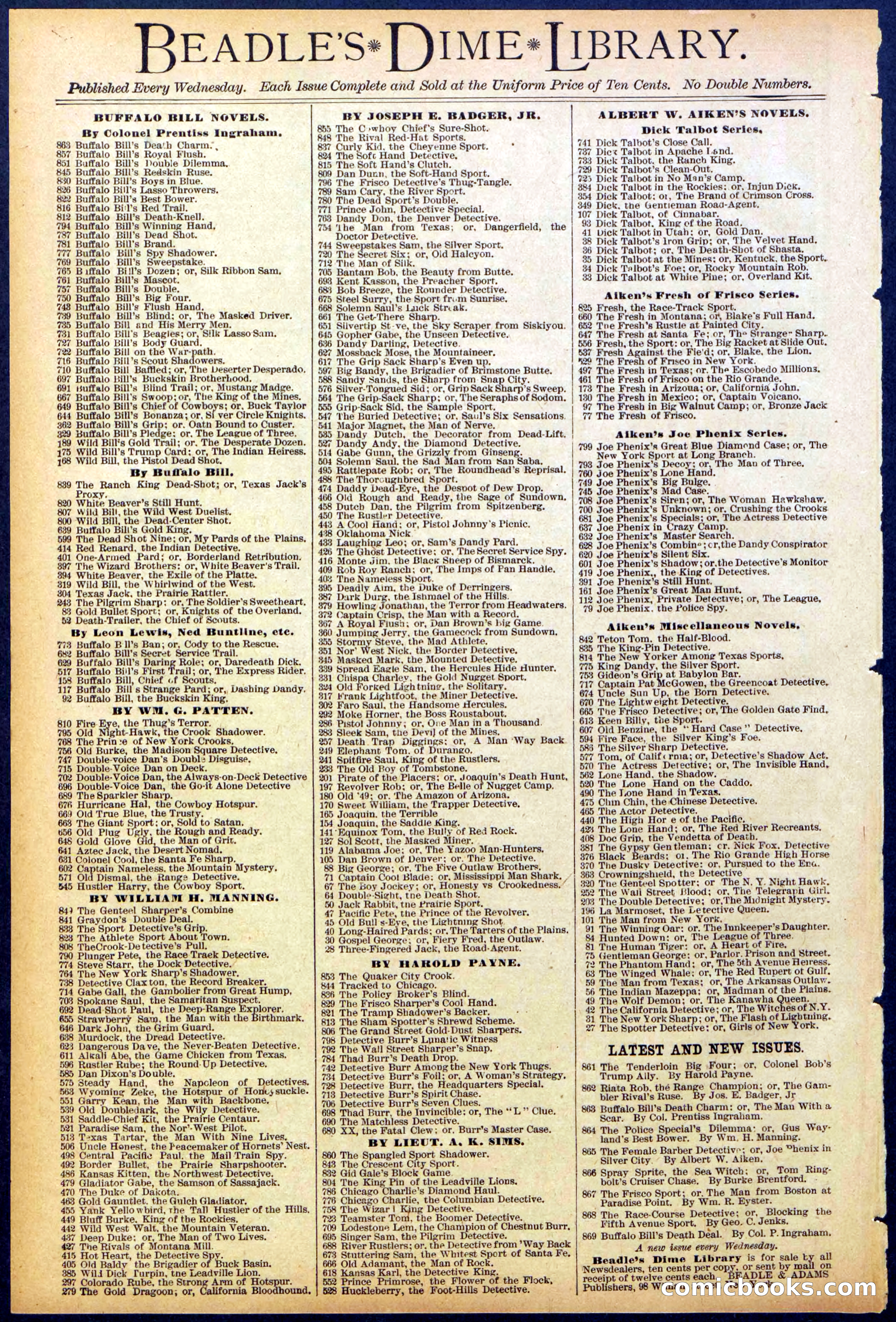 Beadle's Dime Library No. 866 — page 32 of 32