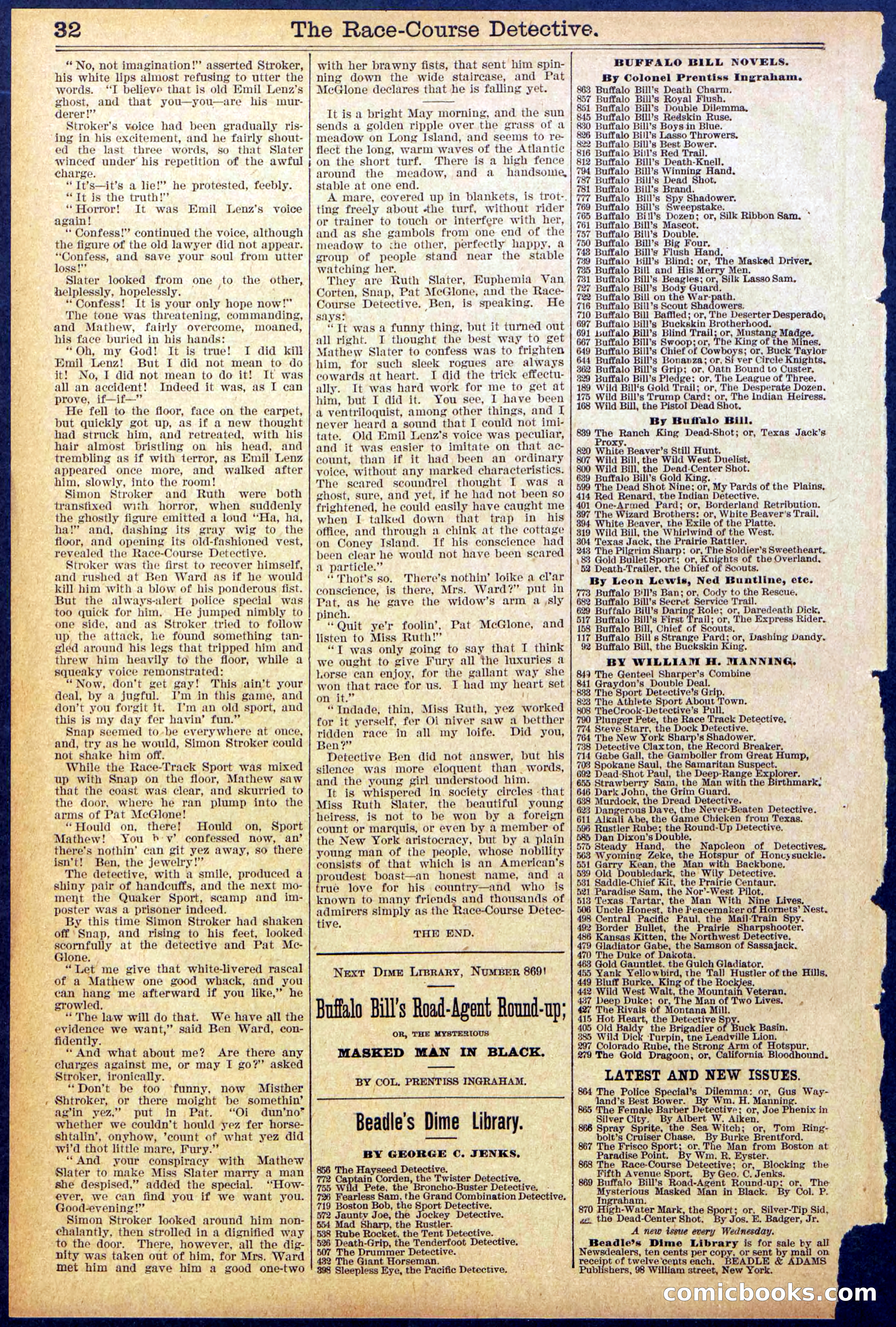Beadle's Dime Library No. 868 — page 32 of 32